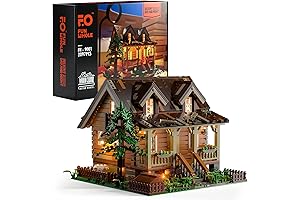 Engrossing Wood-Cabin Building Set with Captivating LED Illumination
