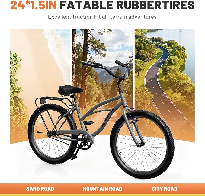 Bicicleta playera cruiser 24 pulgadas para adulto unisex miniatura 6