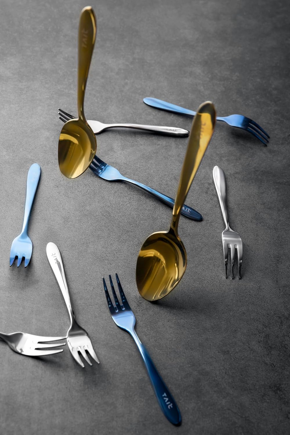 TAIC Flatware Set Titanium, Pearl Metal, Dessert Knife/Dessert Fork Set of 2(Antique Silver)