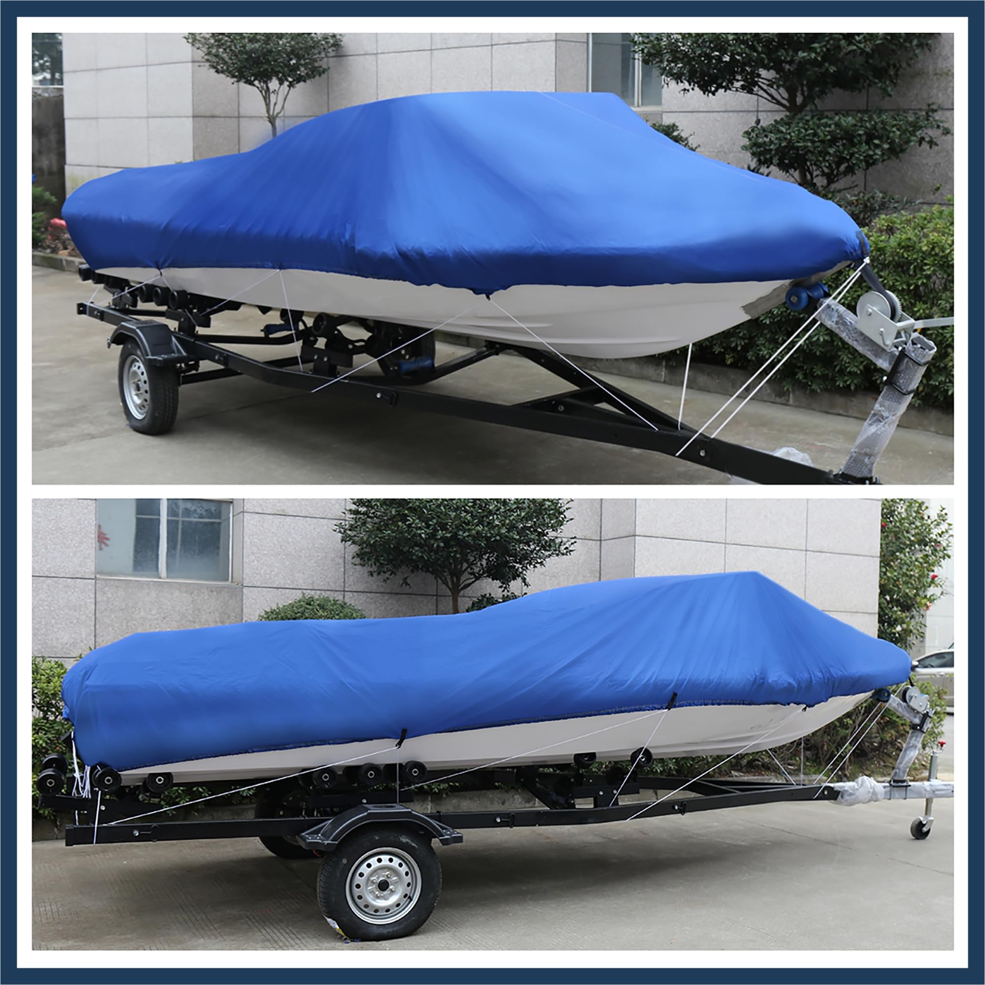 INFINAUTO 20-22ft 210D Trailerable Fishing Ski Speedboat V-shape Boat Cover Stylish Design, For 20-22ft, 100" Beam V-hull Boat - Image 2
