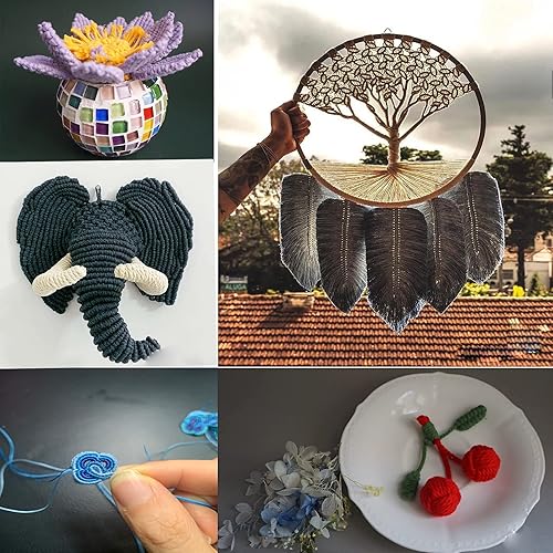 Miniatura 7 de Cordón de algodón para macramé de 18 pulgadas x 109 yardas, hilo torcido de 4 hebras, cuerda de algodón natural, suministros perfectos de macramé