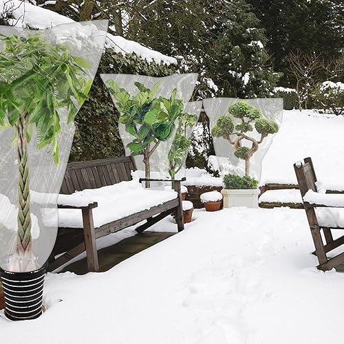 Miniatura 6 de 10 piezas de cubierta grande para plantas de invierno, protección contra la congelación, cubierta de plástico de protección de plantas de 35.5 x