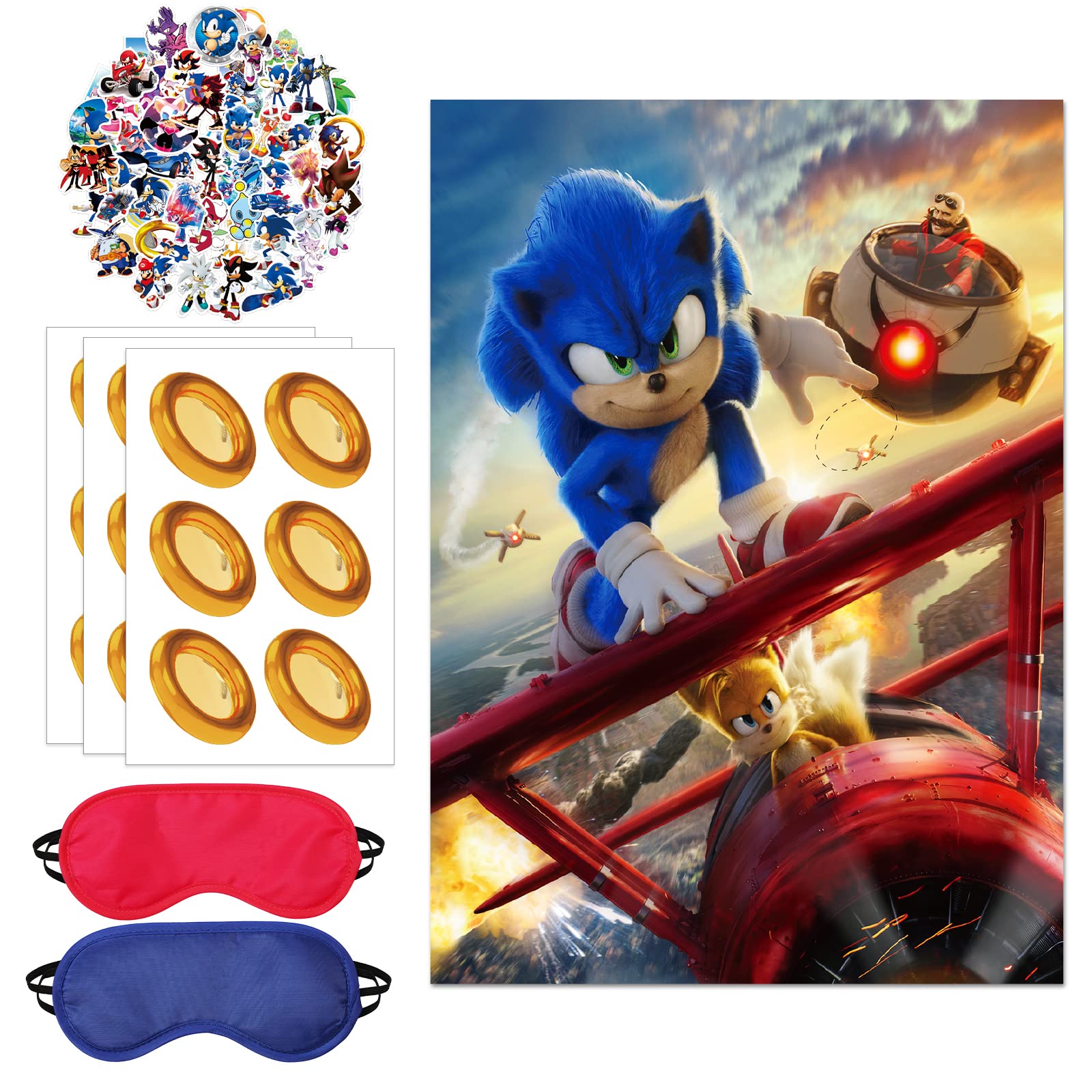 Odling Sonic Birthday Party Favors?Pin The Rings on Sonic, Large Poster Party Games for Party Supplies ,Party interactive game Birthday Party Favors Decorations.