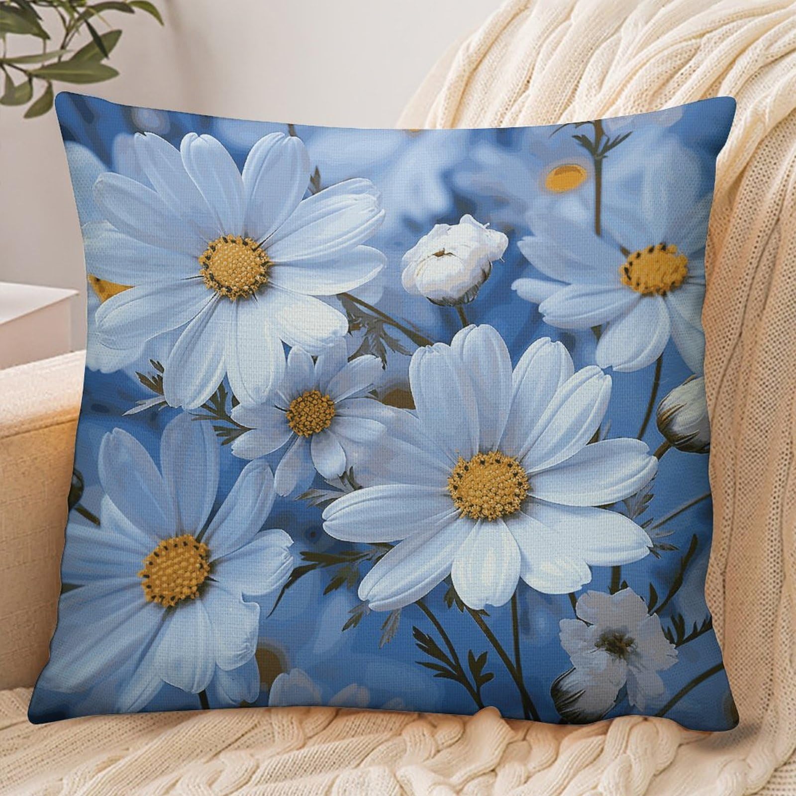 Fekiloot Style Daisy Blue Pillowcase Pillow Sham Pillow Case