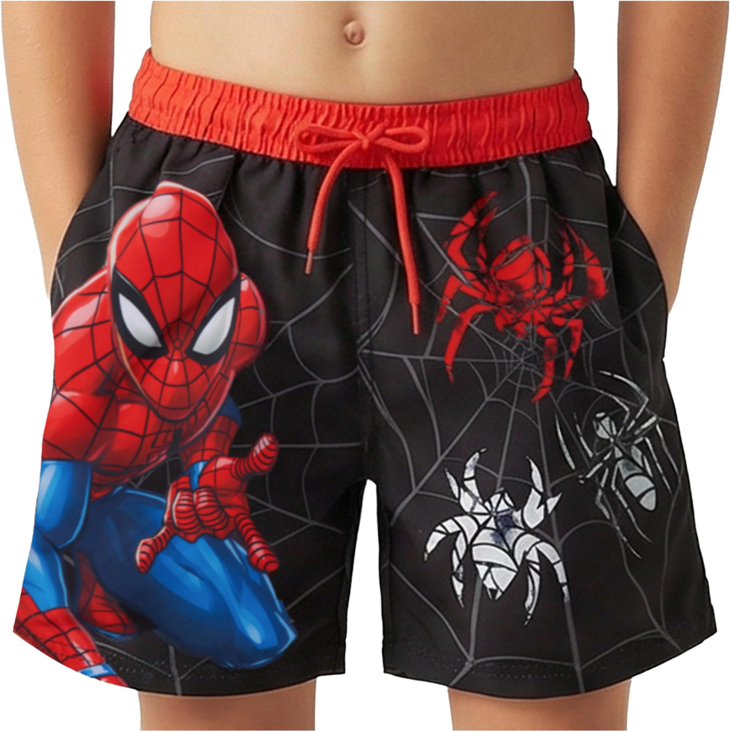 マーベル スパイダーマン ボーイズ スイムトランクス、UPF 50+ スイムショーツ ビーチプール、スイミングトランクス、水着用
