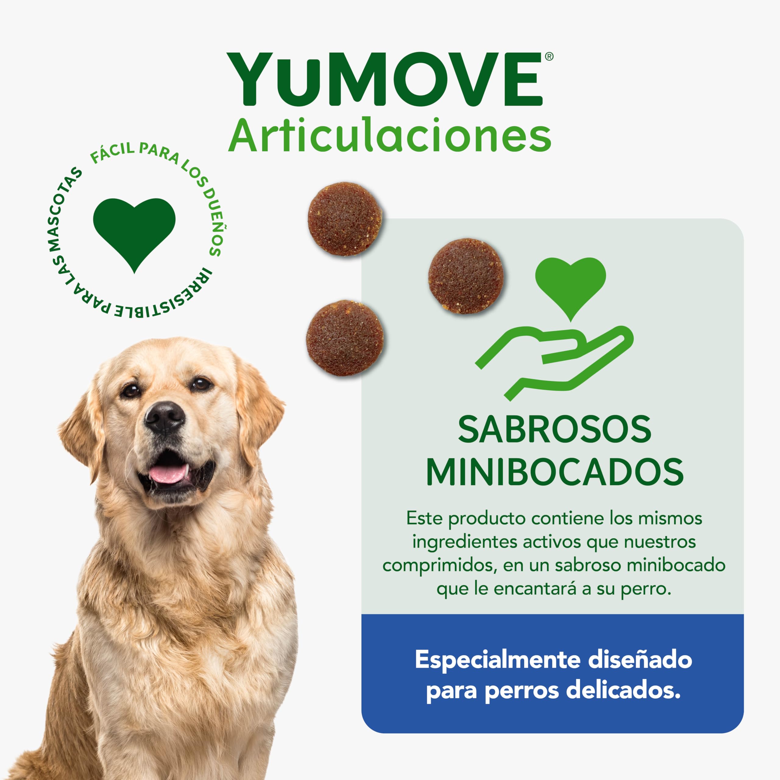 YuMOVE Condroprotector Perros 60 Masticables - Articulaciones Perro Senior +8 Años con Mejillon Labio Verde Complejo ActivEase de 150mg Cada Masticable & Aceite de Pescado - Movilidad del Canino