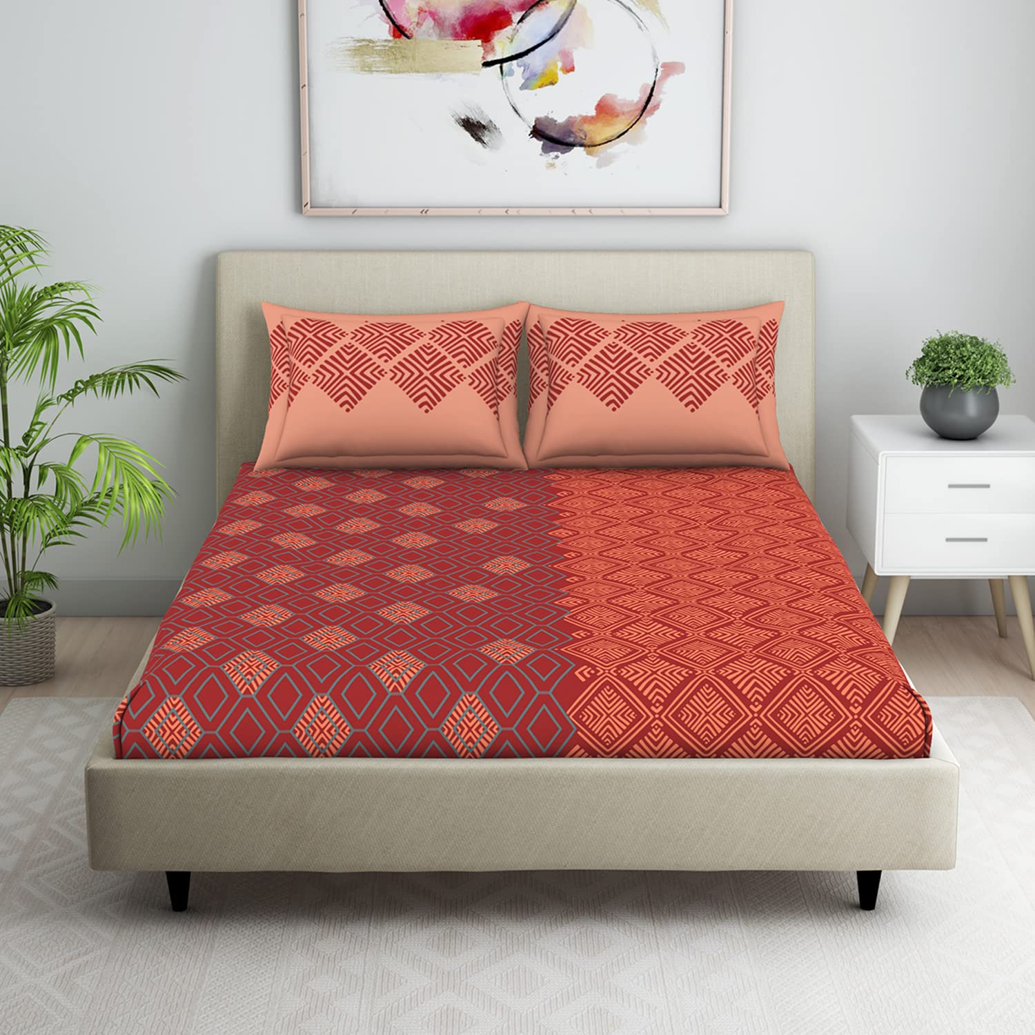 Welspun 100 Cotton Double Bedsheet Skin Safe Breathable Soft Feel 144