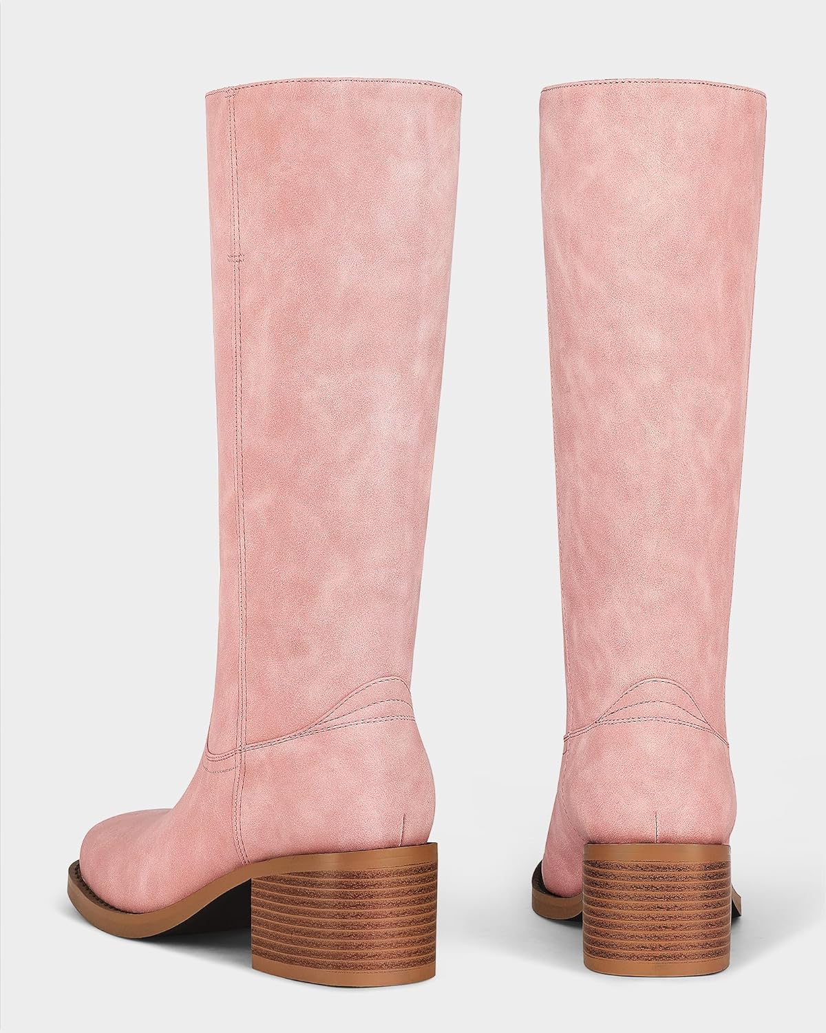 MUCCCUTE Campus Knee High Boots for Women Wide Calf Square Toe Chunky Block Low Heel Tall Long Boots Pull On - Image 4