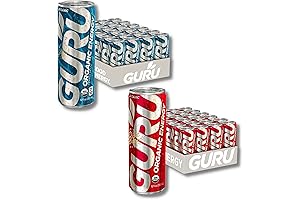 Plant-Based Yerba Mate Energy Drink 12 oz-24 pack and GURU Original Plant-Based...