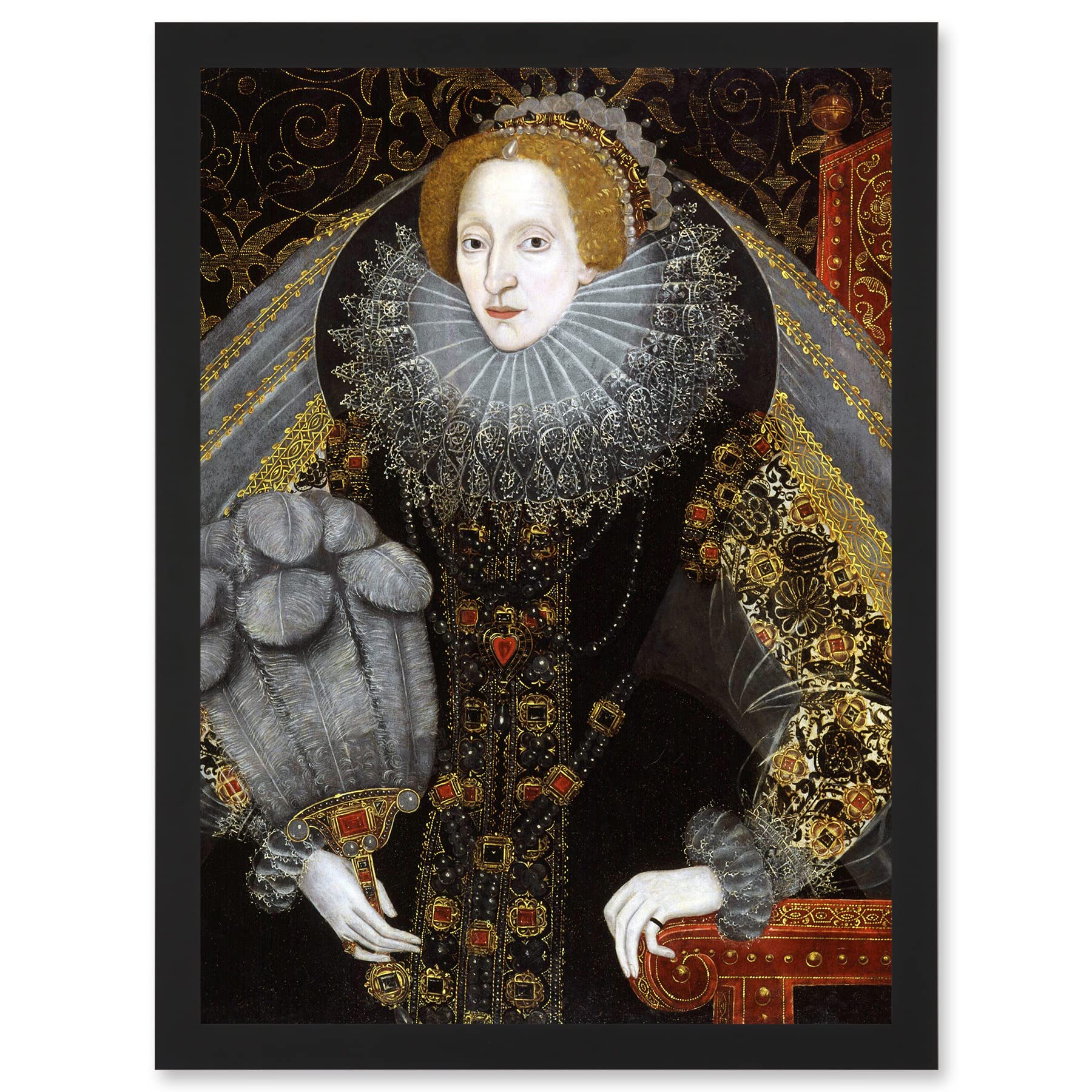 Artery8 Queen Elizabeth I England Portrait Painting Royal Historic Artwork Framed Wall Art Print A4