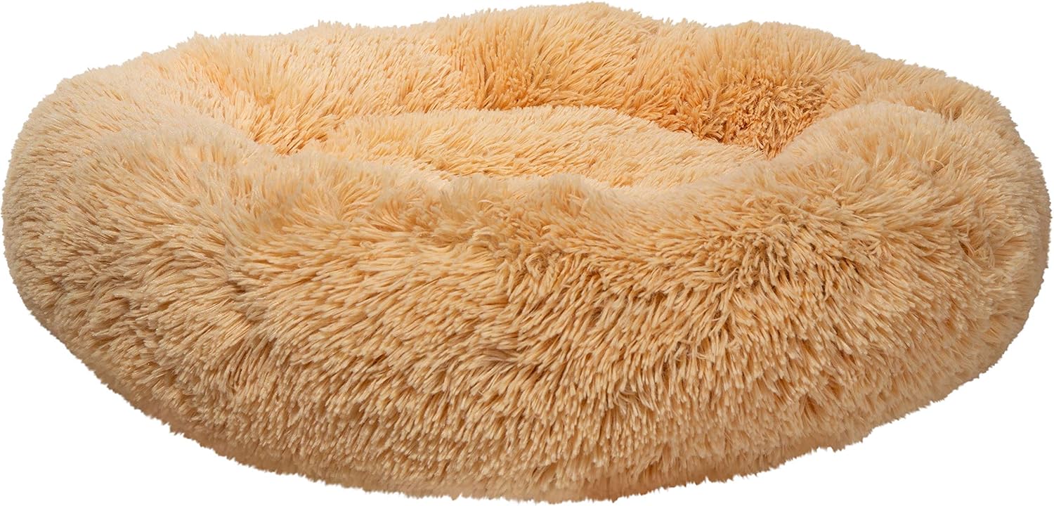Franklin Pet Supply Soft Puff Pet Bed - Luxury Bed for Dog - Faux Fur Round Plush Cushion Pet Bed