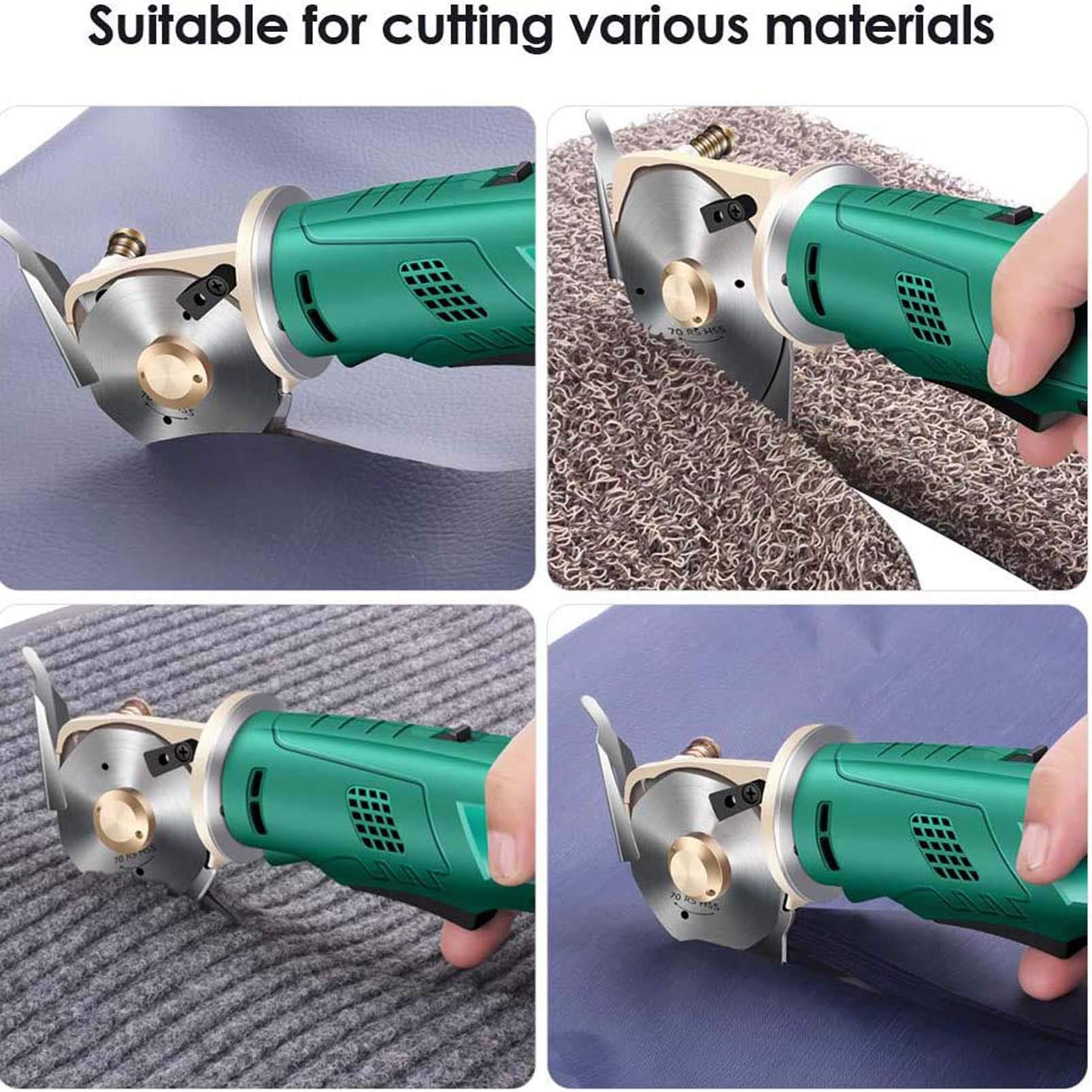 Electric fabric cutter with maximum cutting thickness of 25 mm, 70 mm, blade size, automatic rechargeable clipper, round knife for wireless textile/leather/paper cutter.