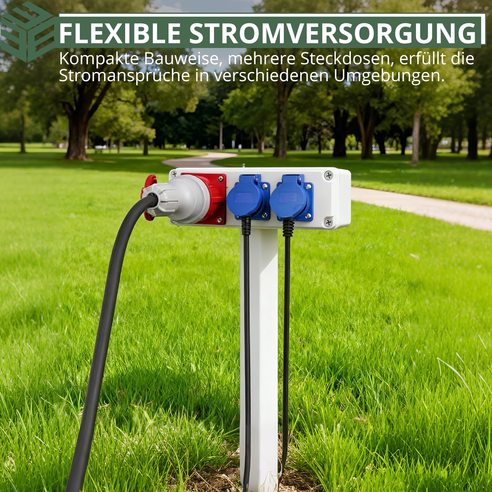 EYPINS Baustromverteiler, Wandverteiler 2x 230V Schuko-, 1x CEE-Steckdose 16A Stromverteiler IP66/IP54 Wasserdicht, Kleinstromverteiler für Innen und Außen Werkstätten Fabriken Festzelte Wohnmobil