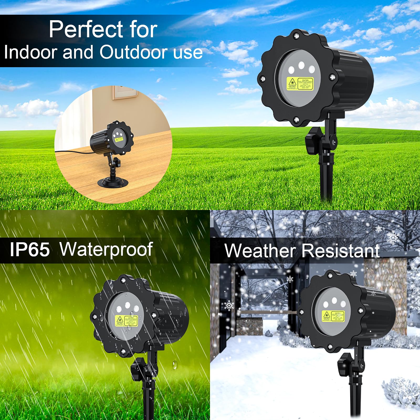 Projecteur laser RVB pour l'extérieur, 3 couleurs de luciole | Projecteur laser mobile de Noël avec télécommande, étanche, décoration de vacances pour Halloween, Noël, fête, arbres, jardin
