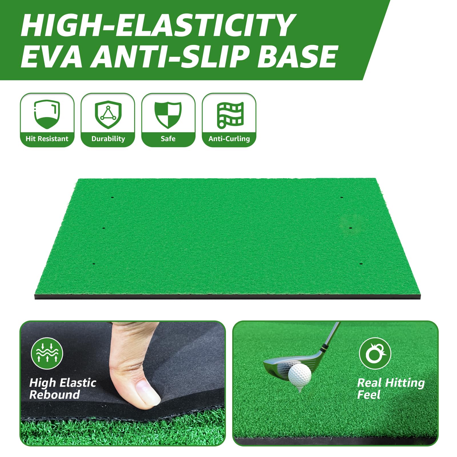 XDriveMax Golfschlagmatte, 152 x 122 cm, Golfschwung-Trainingsmatte, Chipping-Matte, Kunstrasen für drinnen und draußen, inklusive 3 Gummi-Tees für Herren/Jungen und Golfer
