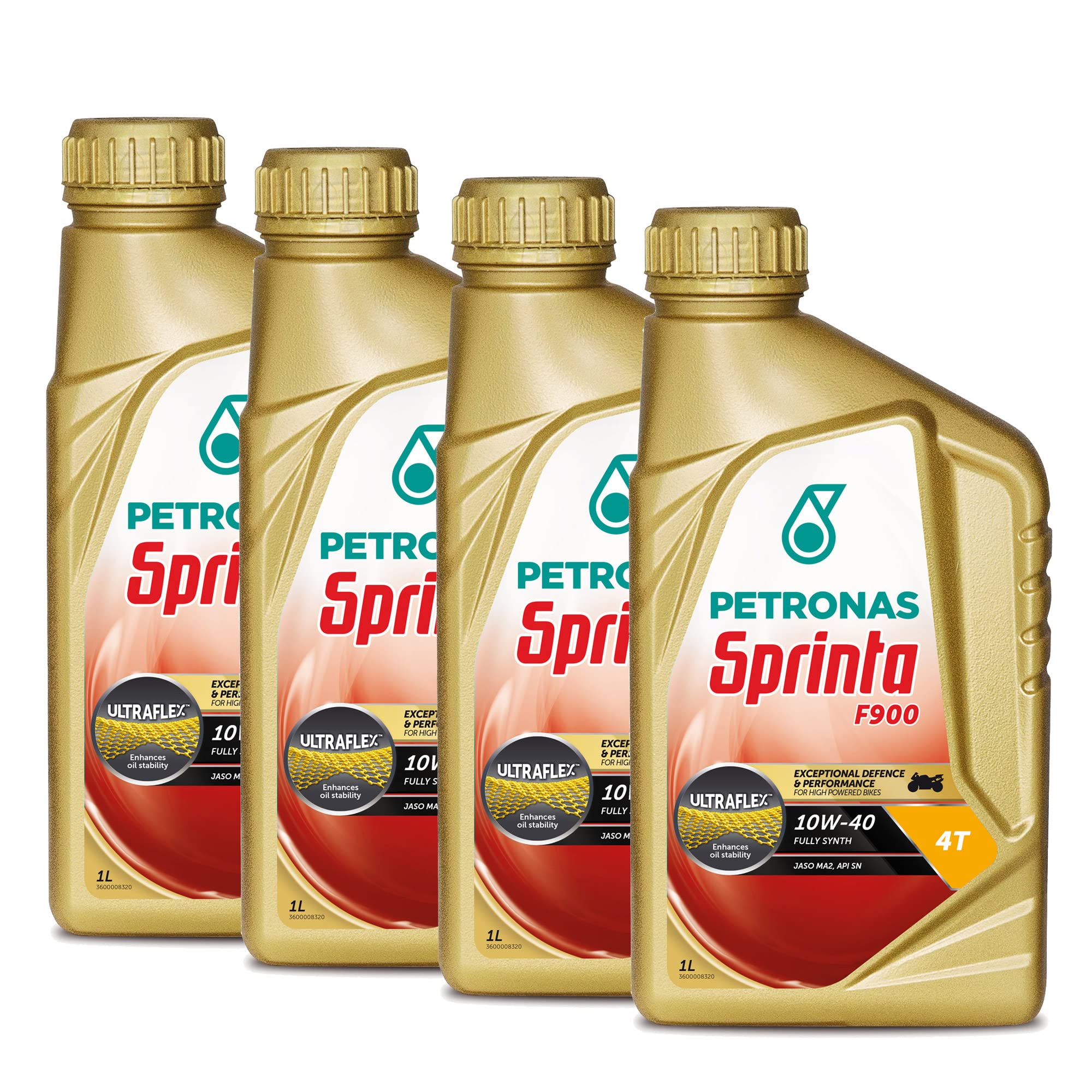 Petronas Kit 4X Sprinta Olio Motore 4T 100% Sintetico F900 10W-40 per 4 Tempi - 4 Confezioni da 1L