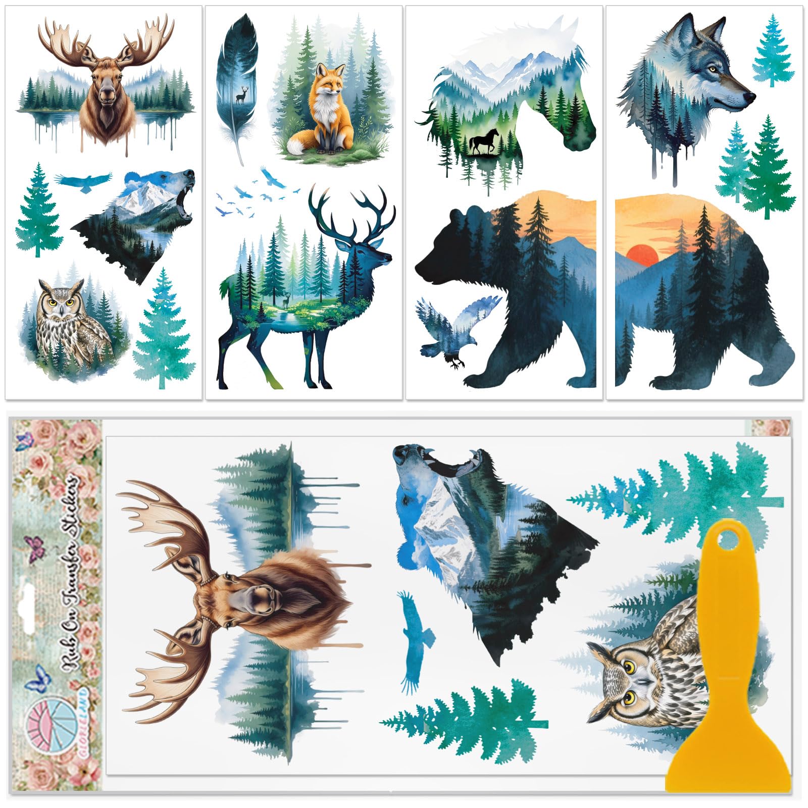 Feuilles de transfert pour meubles animaux de la forêt dans une chambre d'enfant cosy