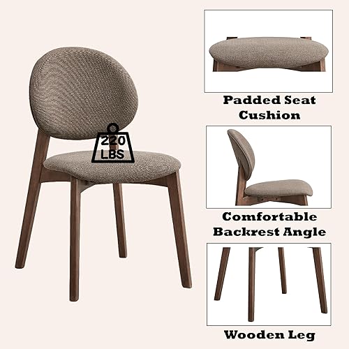 Miniatura 7 de Acme Hadasa - Silla auxiliar tapizada en marrón claro y nogal (juego de 2)