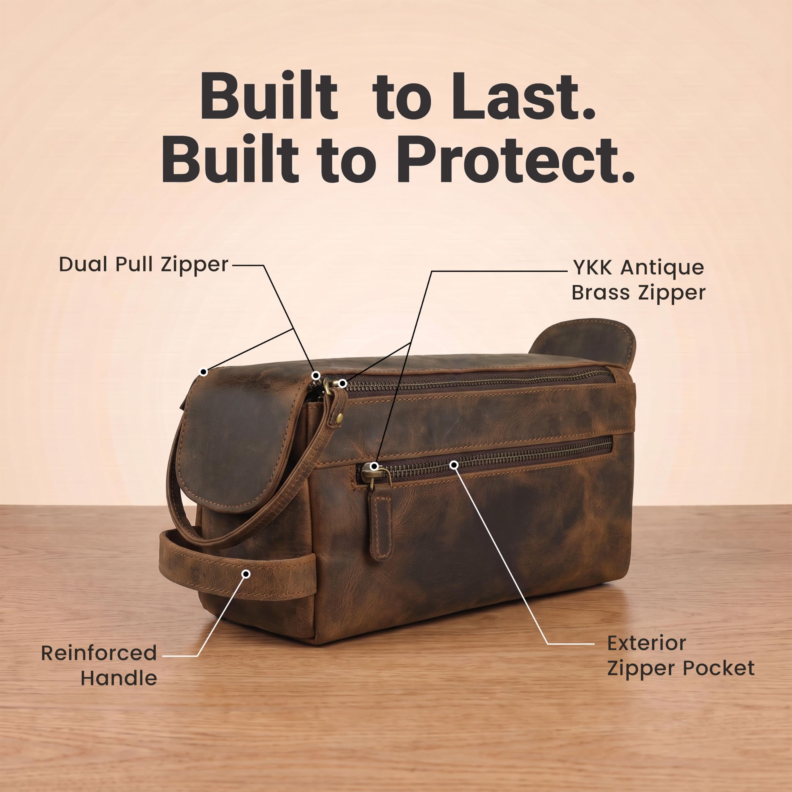 LEATHER VILLAGE Dopp Kit-2, Marrón rústico, 10"X5", Neceser de viaje
