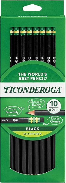 Dixon Ticonderoga Wood-Cased #2 Pencils, Pre-Sharpened, Pack of 60, Black (13915) (60)