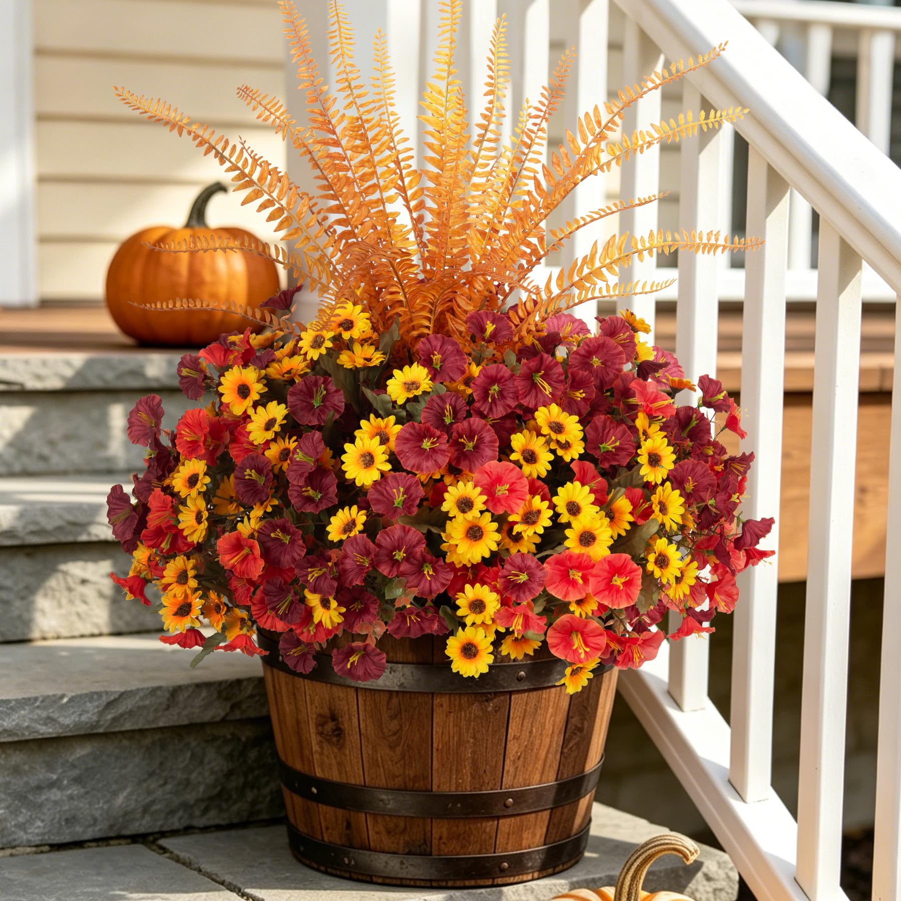 Artificial Fall Mums Flowers Fake Plants for Outdoors Decoration