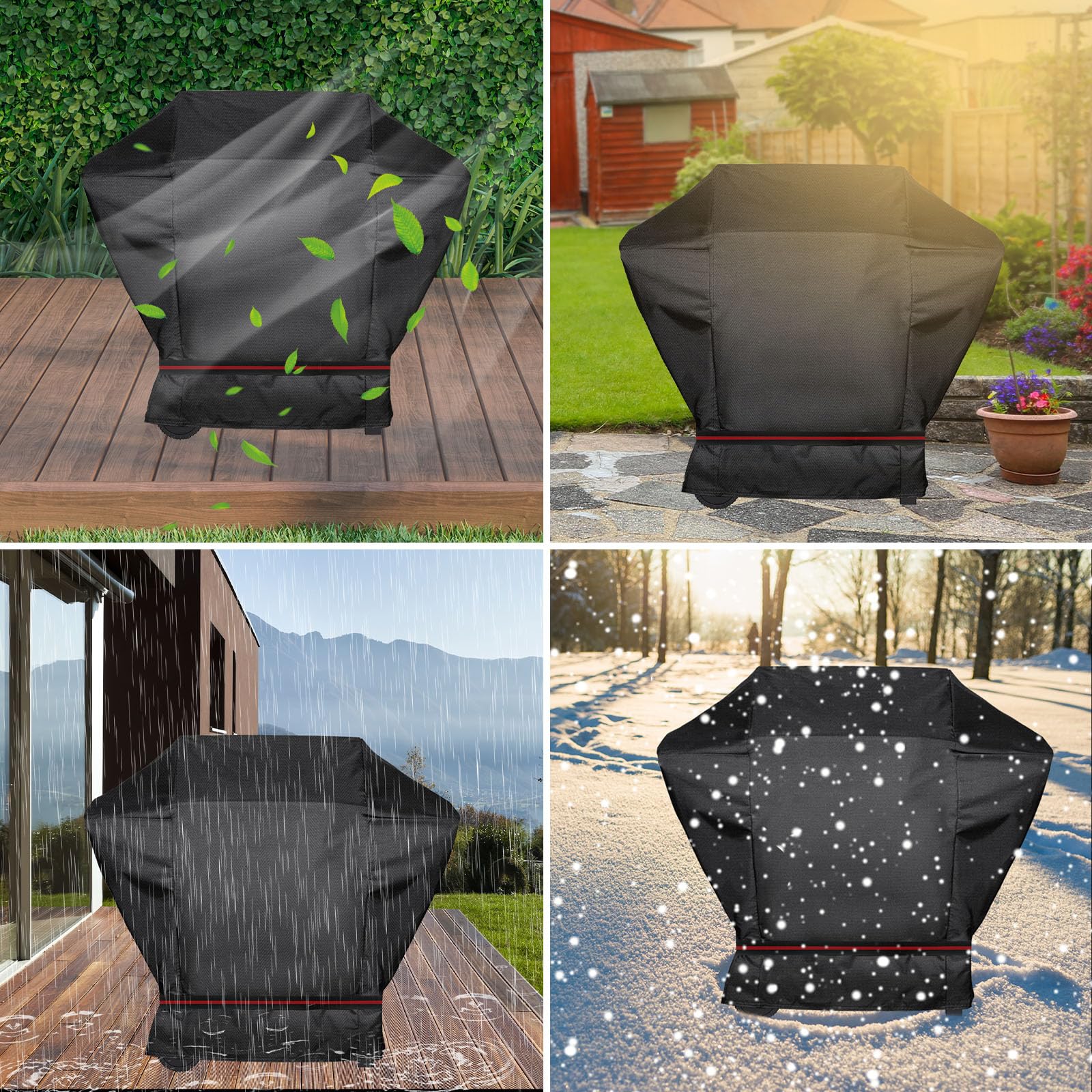 Abdeckhaube Grillabdeckung für Gasgrills San Diego Next 2+3 Brenner, eCrave 2, für Weber Spirit E210, Grill Abdeckung Wetterfest, Schwarz Wetterschutzhülle mit Zugband, 600D