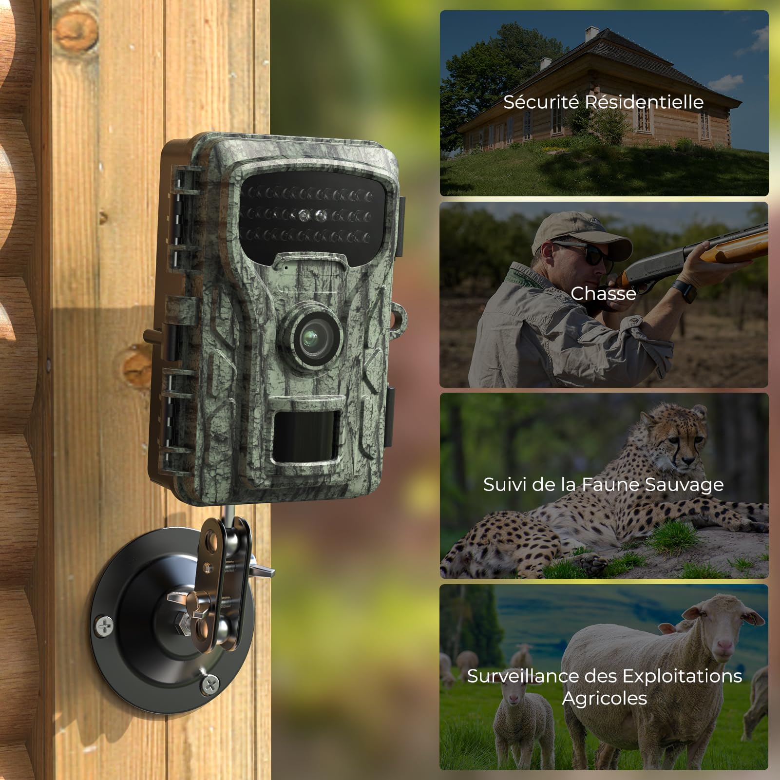 Camera de Chasse 4K 48MP: Caméra de Chasse Pas de WiFi avec 2'' LCD Écran,Carte SD 64GB,Étanche IP66, Enregistrement en Boucle pour l'observation de Chevreuil, Renard de la Faune