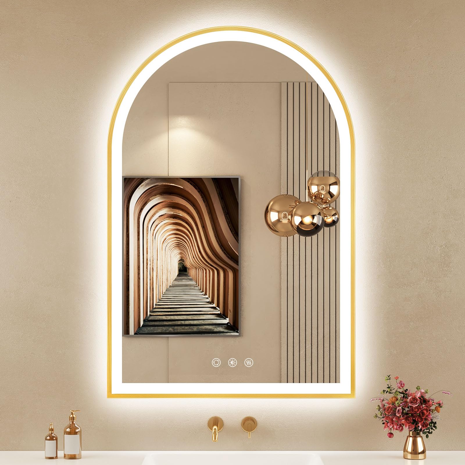 OUMUSU Arched LED Mirror