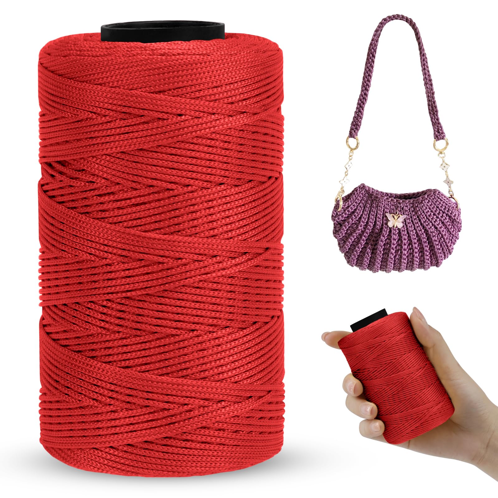 Fil Macramé Polyester 1mm X 230m | 45 Couleurs Disponibles | Pour DIY, Sacs, Décoration | Bleu Foncé