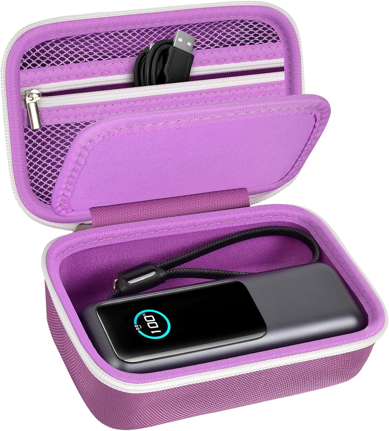 Case Compatible with Anker Prime Power Bank 25000,26250, 27650, 20100mAh & Charging Base, Storage Travel Holder for Anker Laptop 737 Portable Chargers Prime USB C Cable, Adapter (Box Only)-Purple