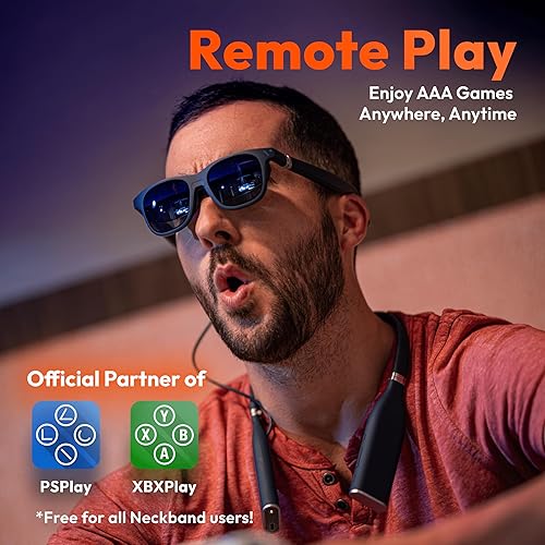 Miniatura 3 de One XRAR Glasses & Neckband Bundle, Official Partner of PSPlay & XBXPlay, Remote Play with PlaystationXboxPC Games, Streaming On The Go, Cloud