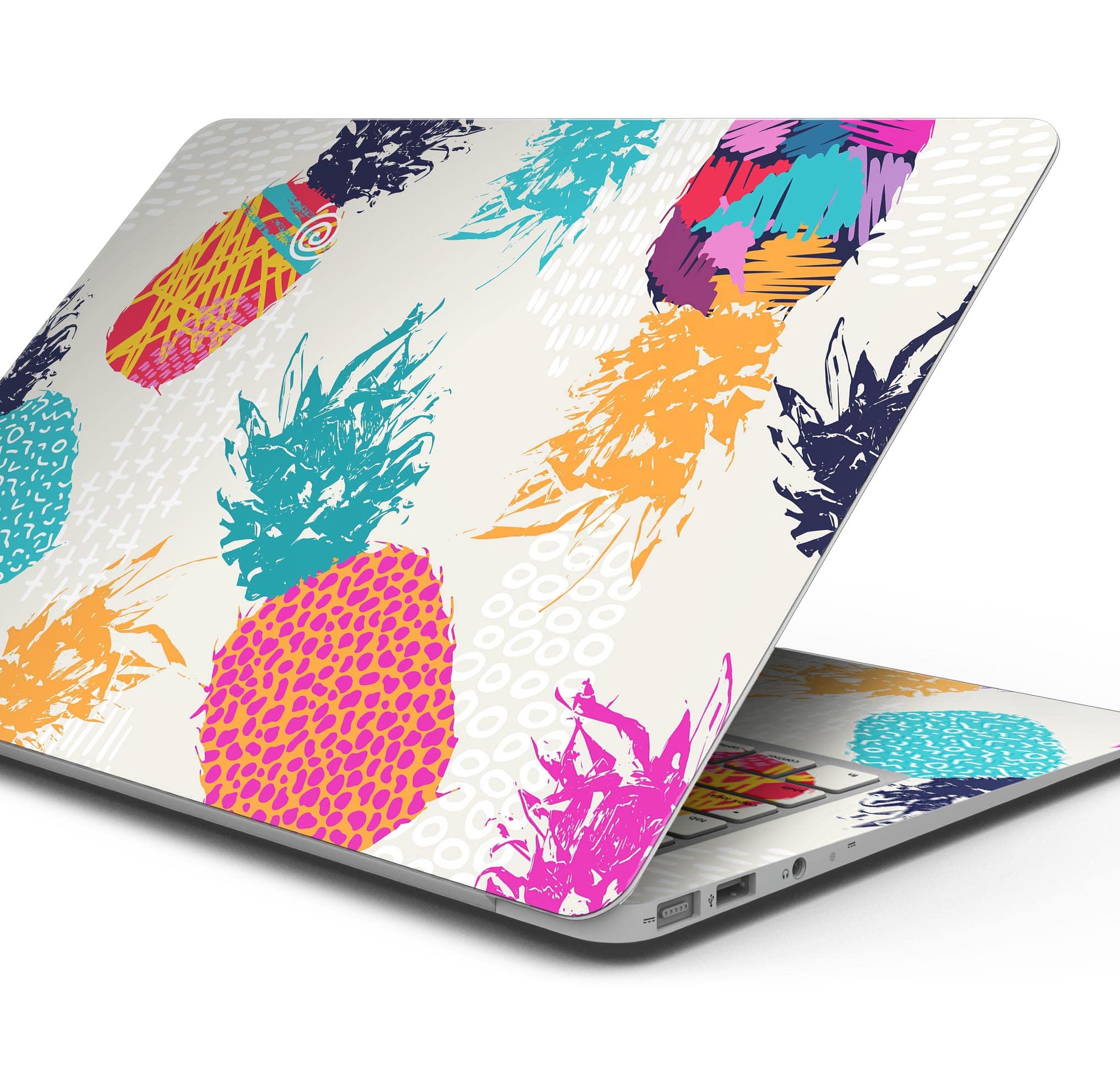 Retro Summer Pineapple v2 Full-Body Wrap Scratch Resistant Decal Skin-Kit Compatible with MacBook 12" Retina (A1534)