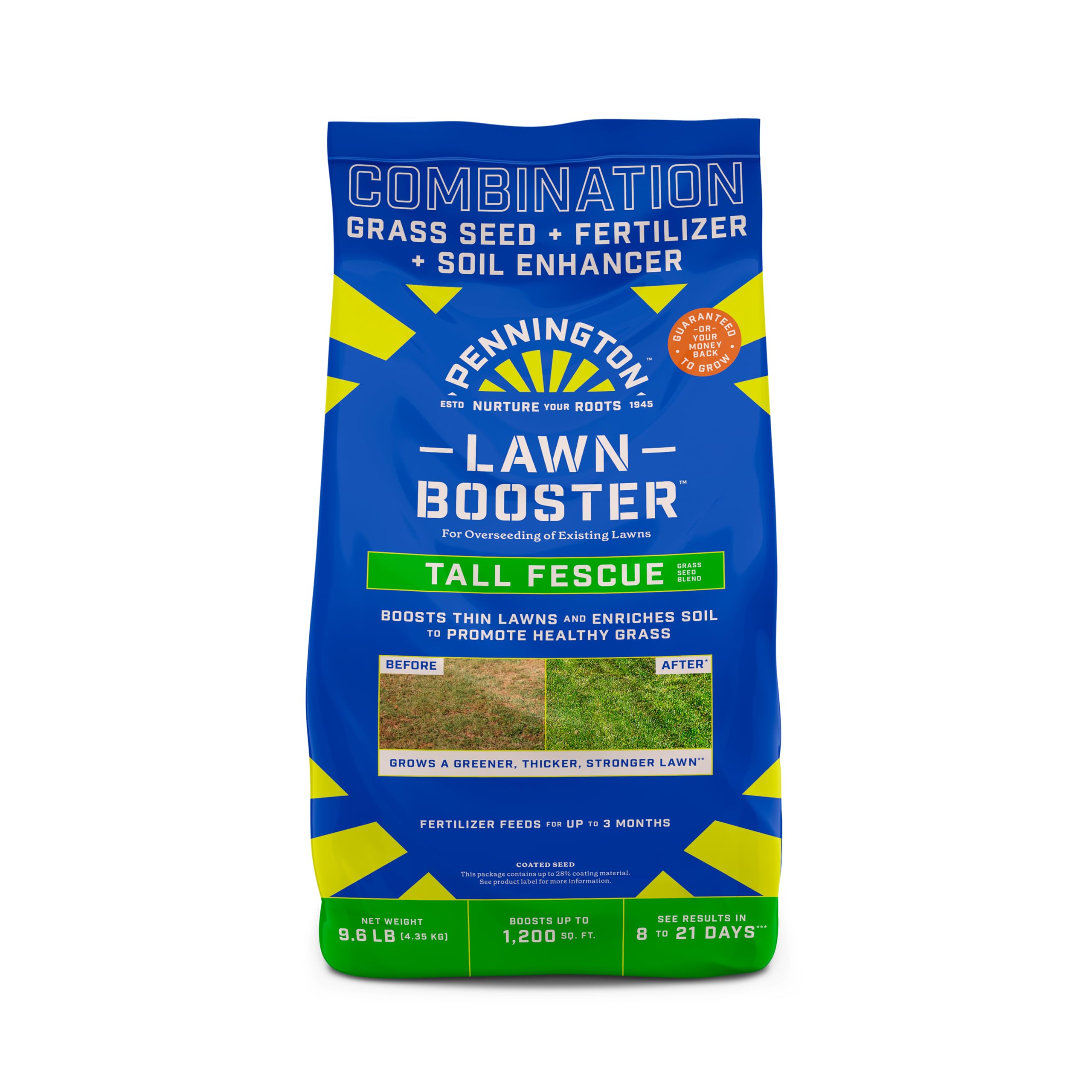 Pennington 100547362 Lawn Booster Tall Fescue Grass Seed Mix 9.6 Pounds, Black Label
