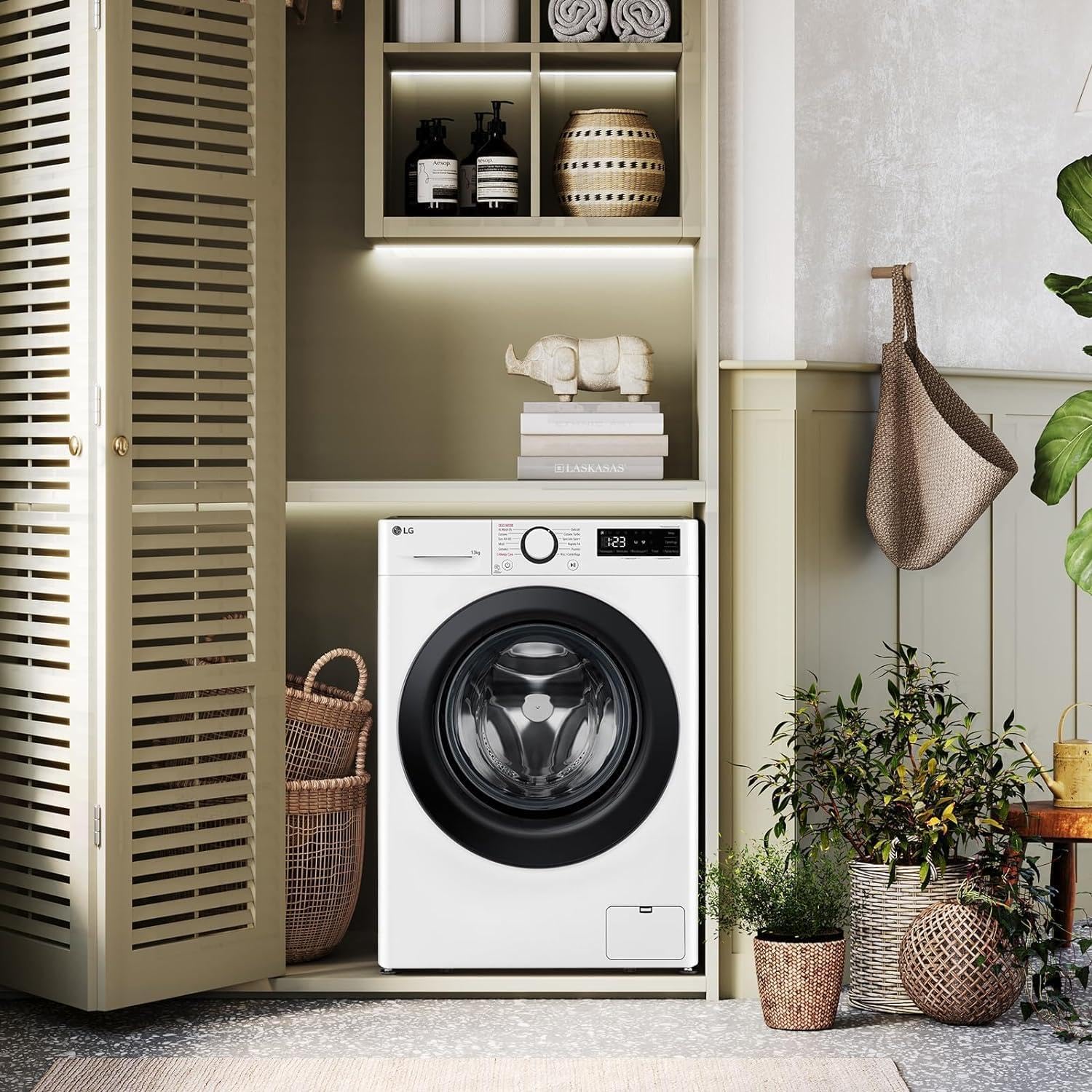 LG AI DD F4R3013NSWB Lavatrice a Carica Frontale 13kg Serie R3, Classe A-20%, 1400 giri, AIWash, Lavaggio a vapore, Motore Direct Drive, Cestello a bolle, Smart Diagnosis, Libera installazione, Bianca