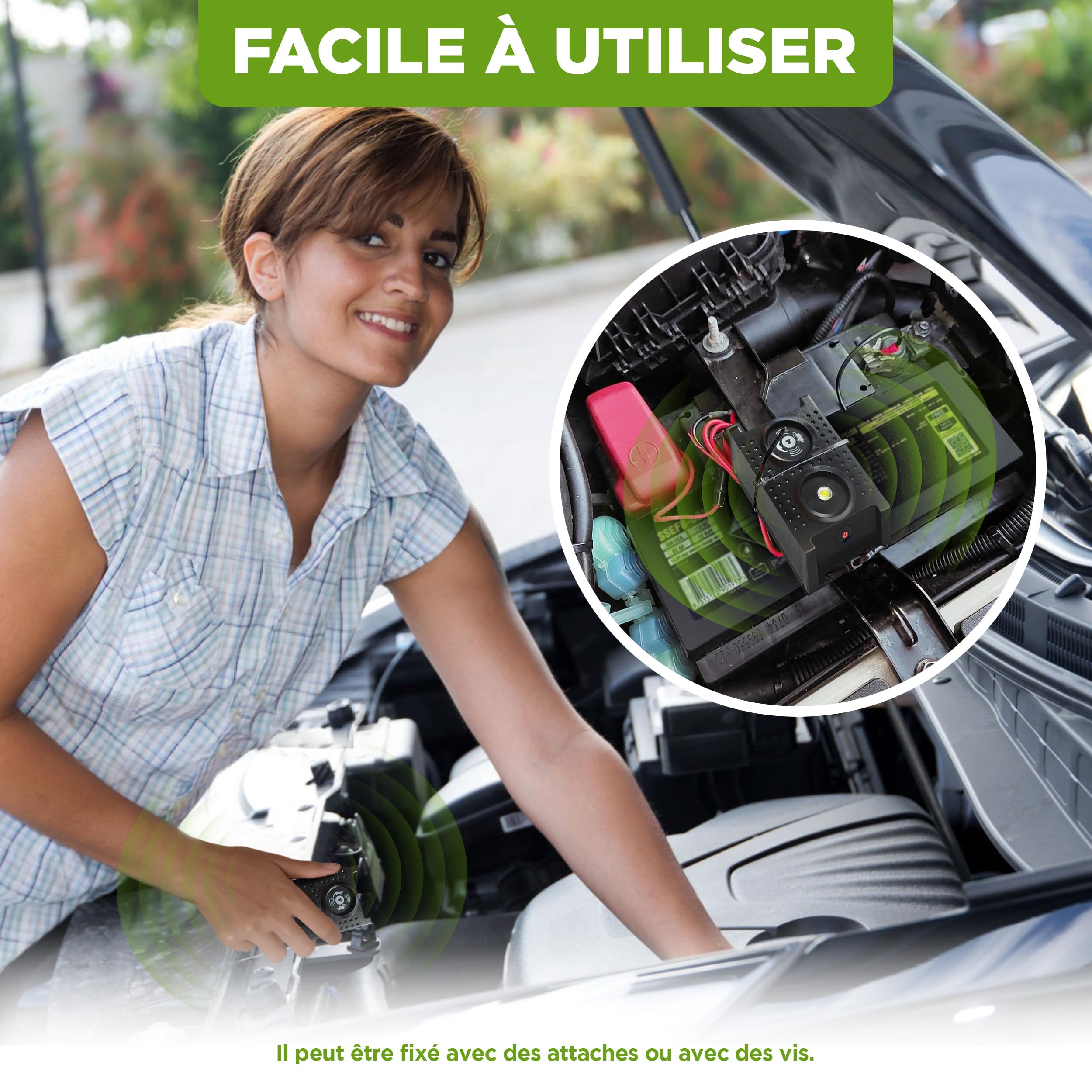 ISOTRONIC Répulsif pour Les martres, Souris et Les Rats avec Fonction de lumière/Clignotant LED Ultrasons pour la Voiture, la Maison, Le Garage et Le Grenier