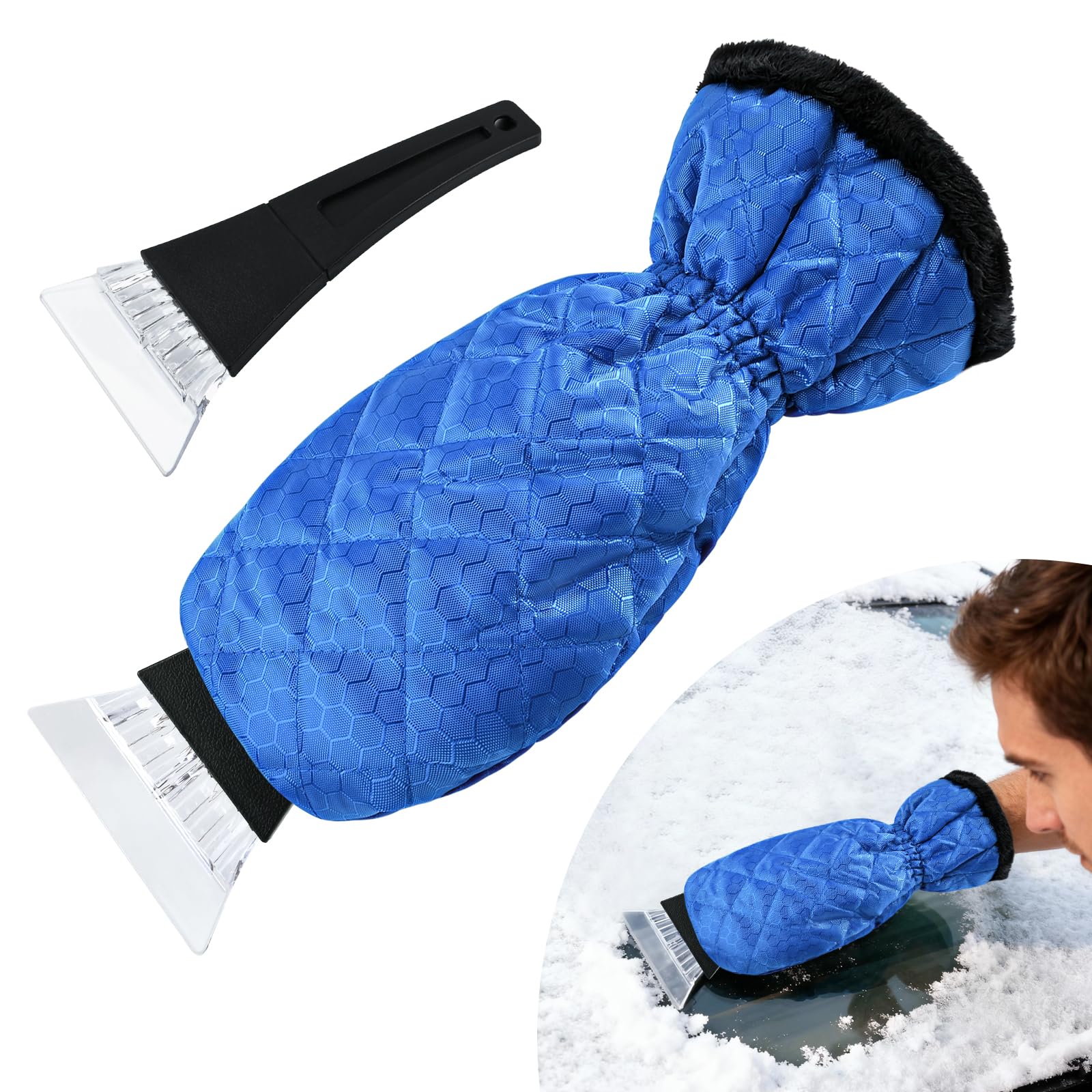 SSIMIDAPT Eiskratzer mit Handschuh, Scheibenkratzer Auto mit Handschuh, Eiskratzer Auto mit Handschuh, Wasserdicht Warm, Schneekratzer Auto Handschuh, für Autowindschutzscheiben Auto & Motorrad