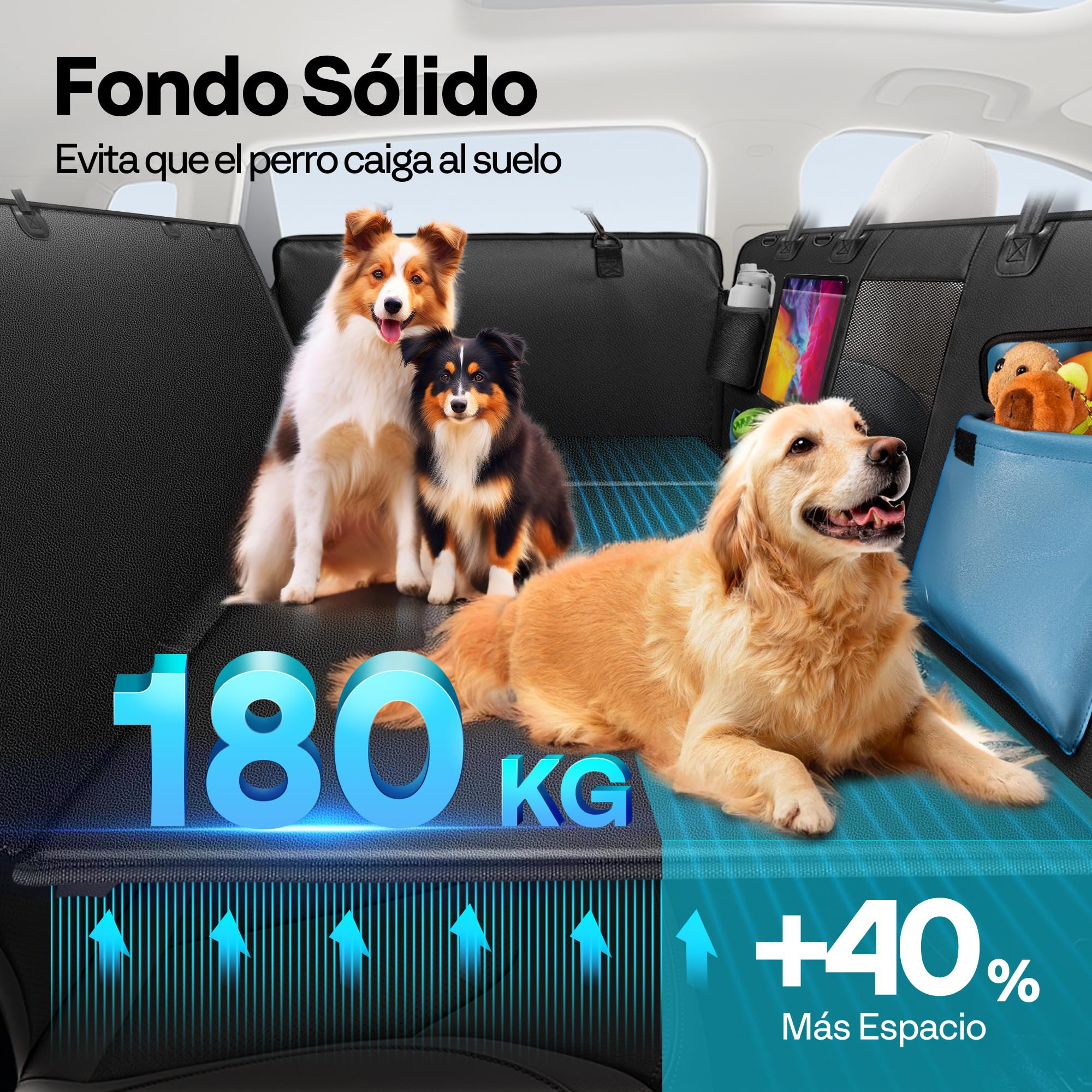 Funda Coche Perro, Impermeable, Antiarañazos del Dura Extensión del Asiento Asiento para Protector Coche Perros Asiento Trasero, Hamaca Viaje Mascotas para la Mayoría de Coches
