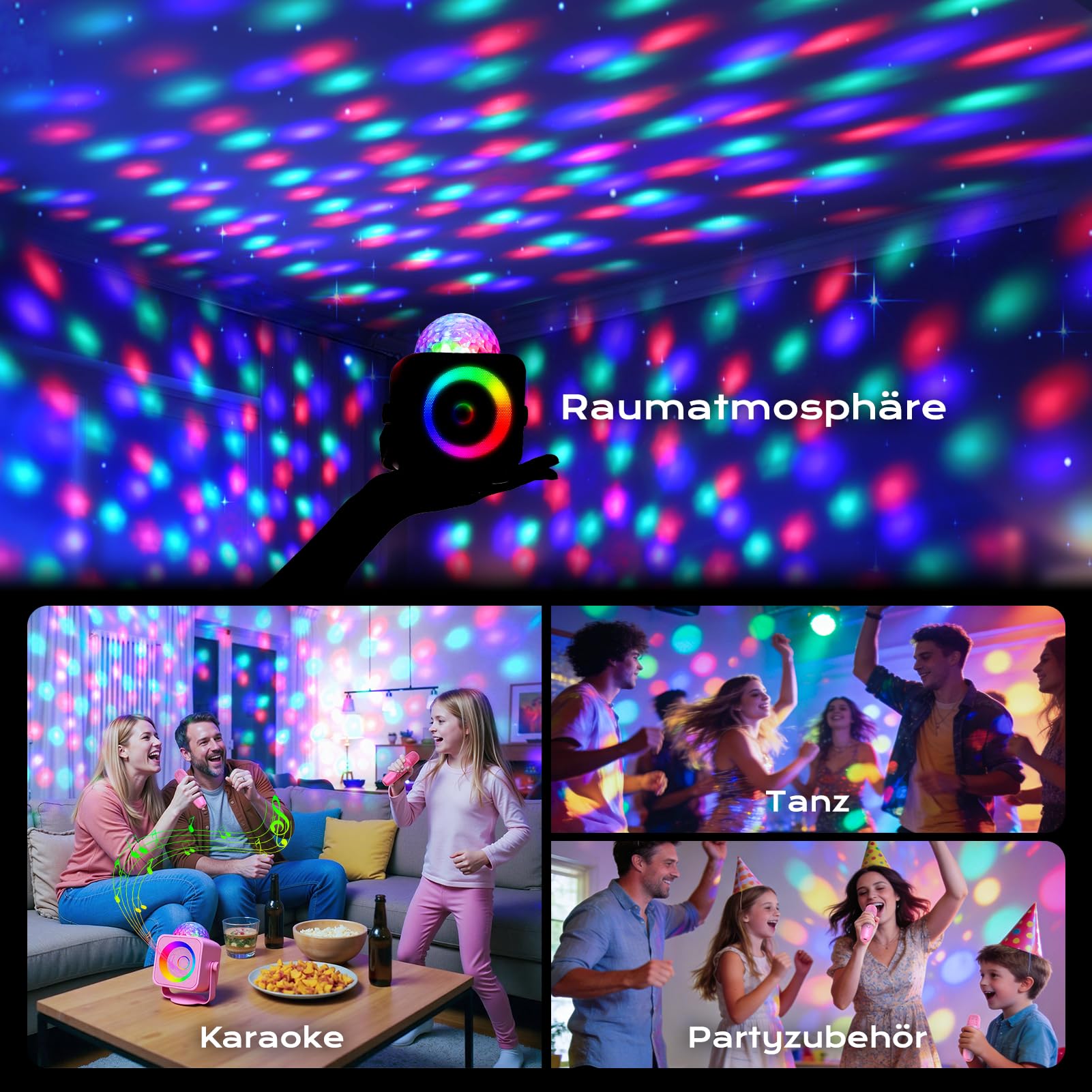 Dislocati Micro Karaoke Enfant Adulte, Jouet Fille 5 6 7 8 9 10 11 12 Ans 2 Micro avec Lumières LED Disco et Support Amovible Cadeau Anniversaire Fille 3-15 Ans Enfant pour Chanter Fill e Rose