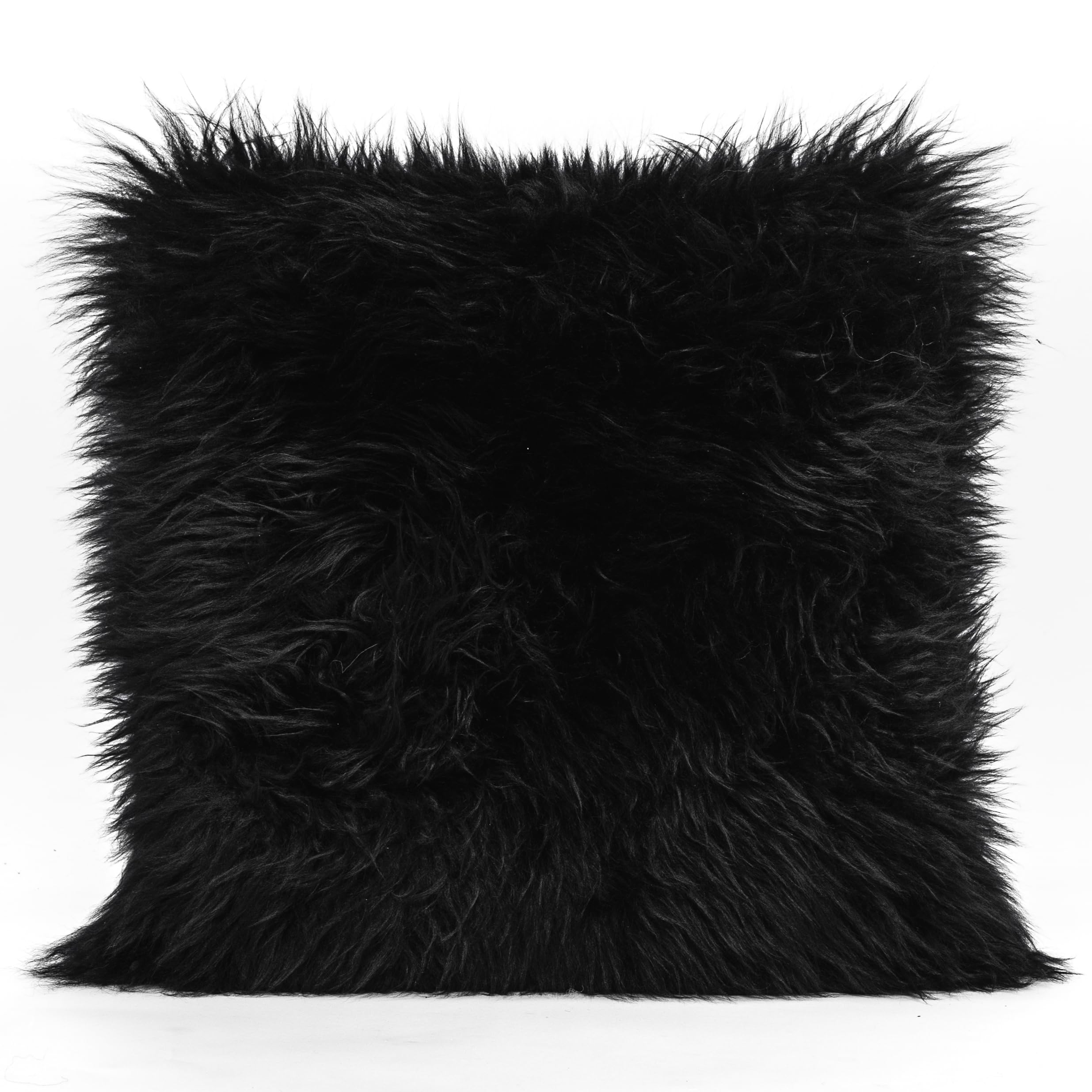 MUCHI OLLENGO Cuscino di Design in Vera Pelliccia di Montone Merino per Sedie, Divano, Letto, 40x40 cm, Nero