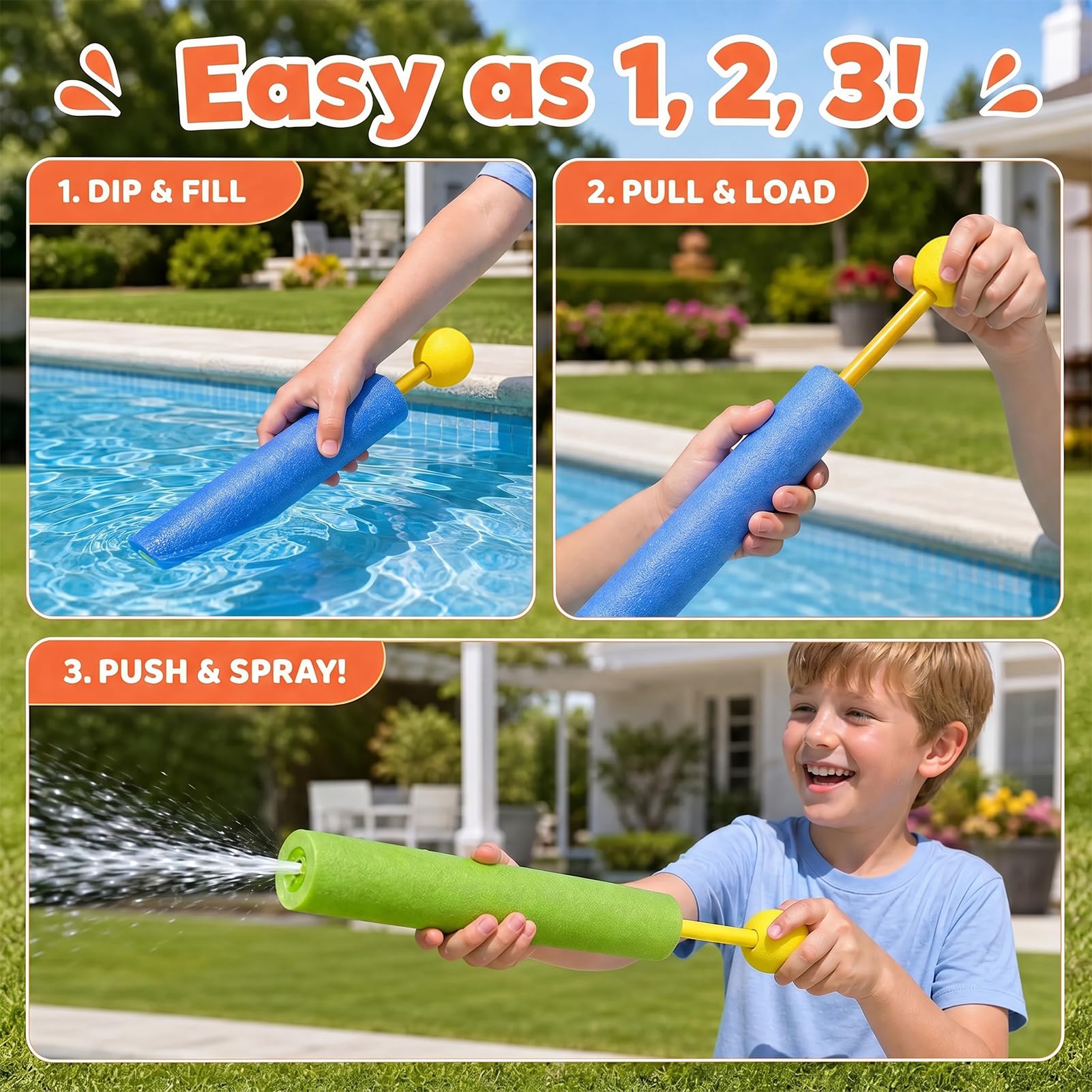 Pistolas de Agua de Espuma para Niños, Pack de 16 Mini Juguetes Acuáticos, Juguetes de Piscina para Niños y Niñas, Juguetes de Verano para Playa, Jardín y Fiesta Infantil