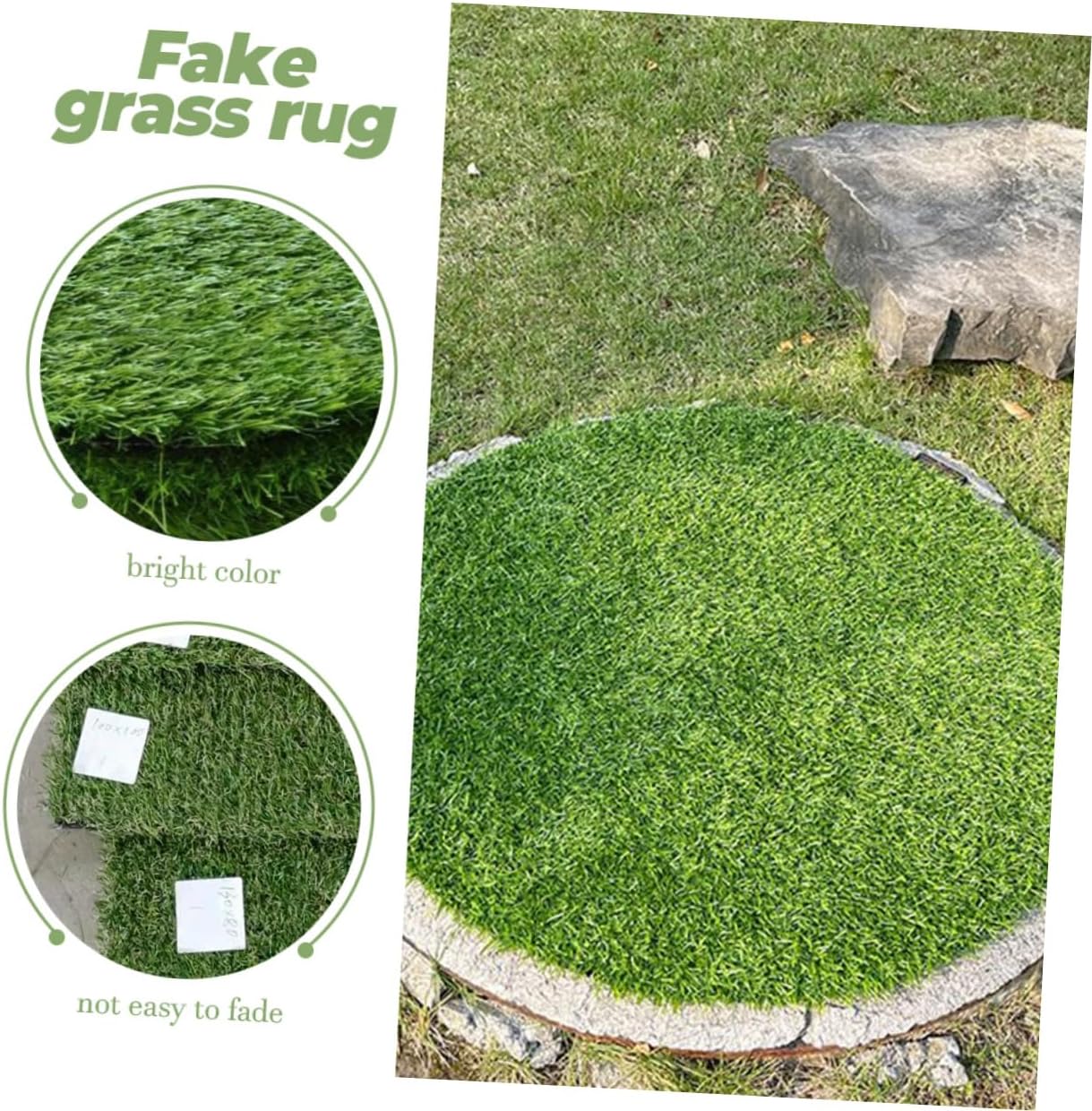 Round Fake Grass Rug for Outdoor Fake Grass Decor Mat Artificial Pad for Home