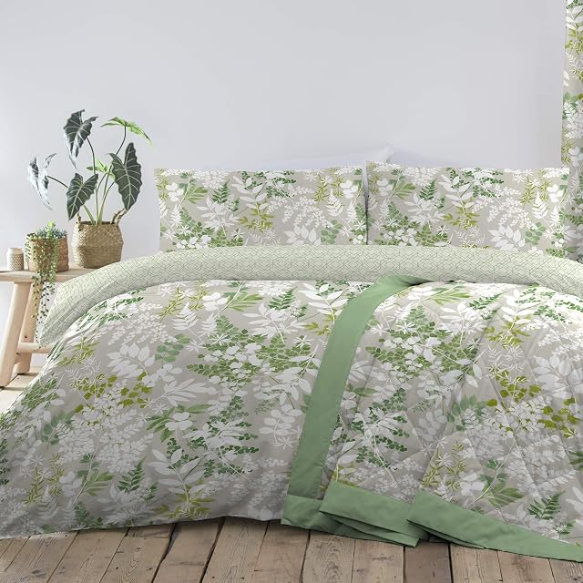 Dreams & Drapes - Delamere - Easy Care Duvet Cover Set - Double Bed Size in Green