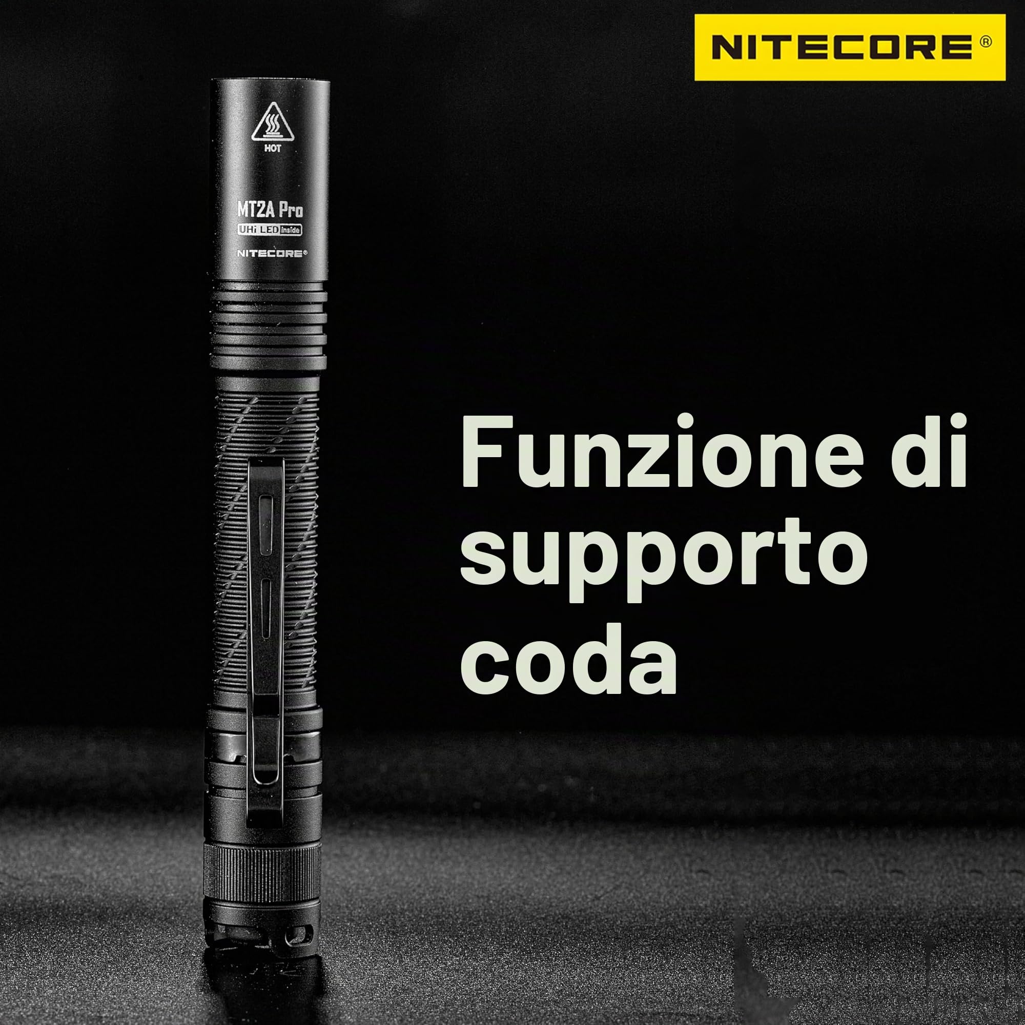 Torcia Nitecore MT2A Pro, Ricaricabile, 1000 Lumen, Alta Prestazione, Batteria AA