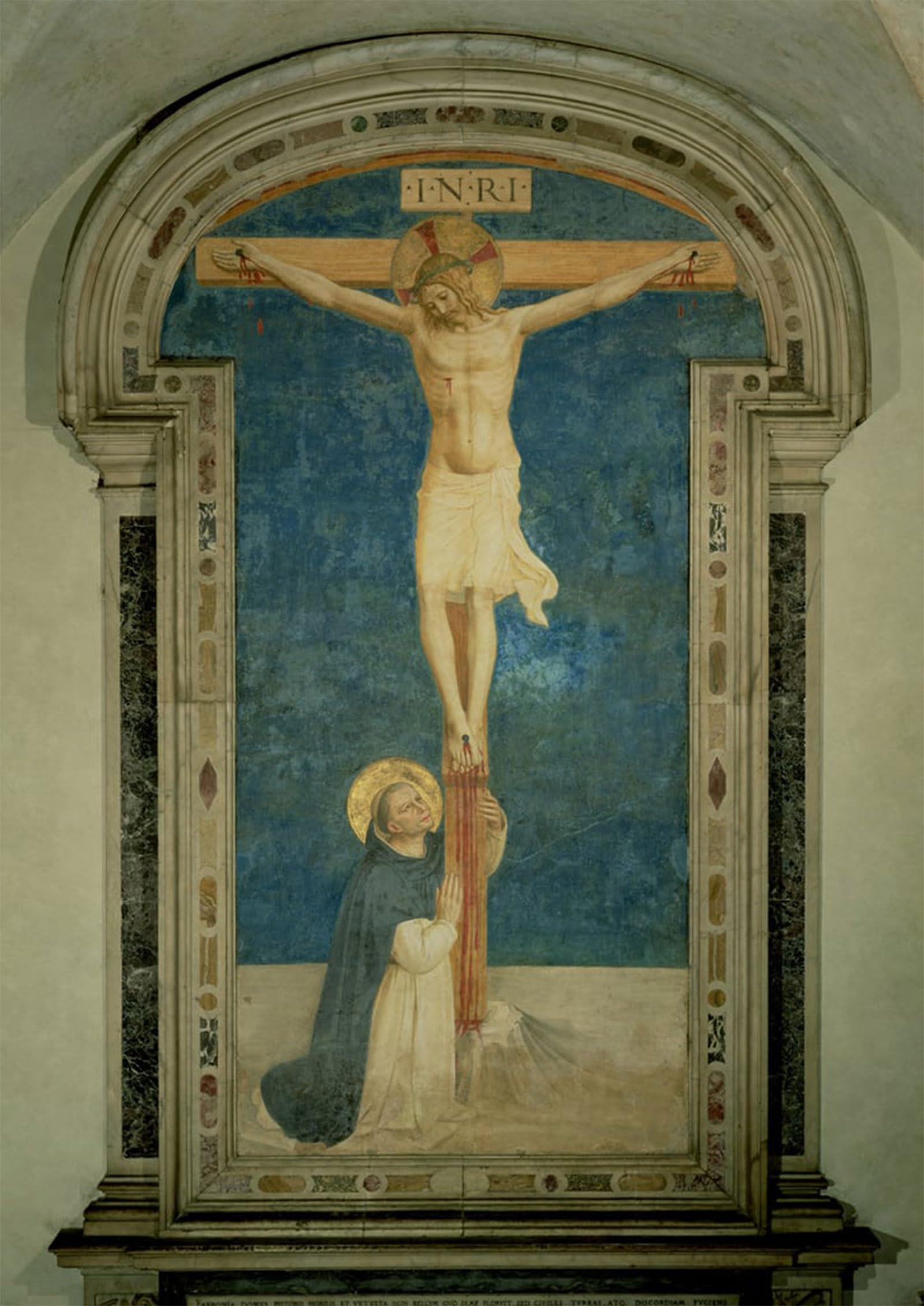 ARTXLXXBN Famous Print Painting Colorful Art Print Christ on the Cross Adored by St Dominic by Fra Angelico Canvas Art Decorations for Home Decor 60x90cm