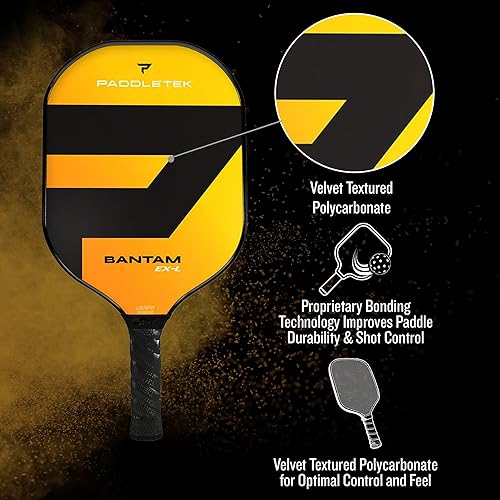 Miniatura 5 de Paddletek Bantam EX-L Paleta de pickleball  Palas profesionales de pickleball con núcleo de panal, superficie de policarbonato, núcleo de