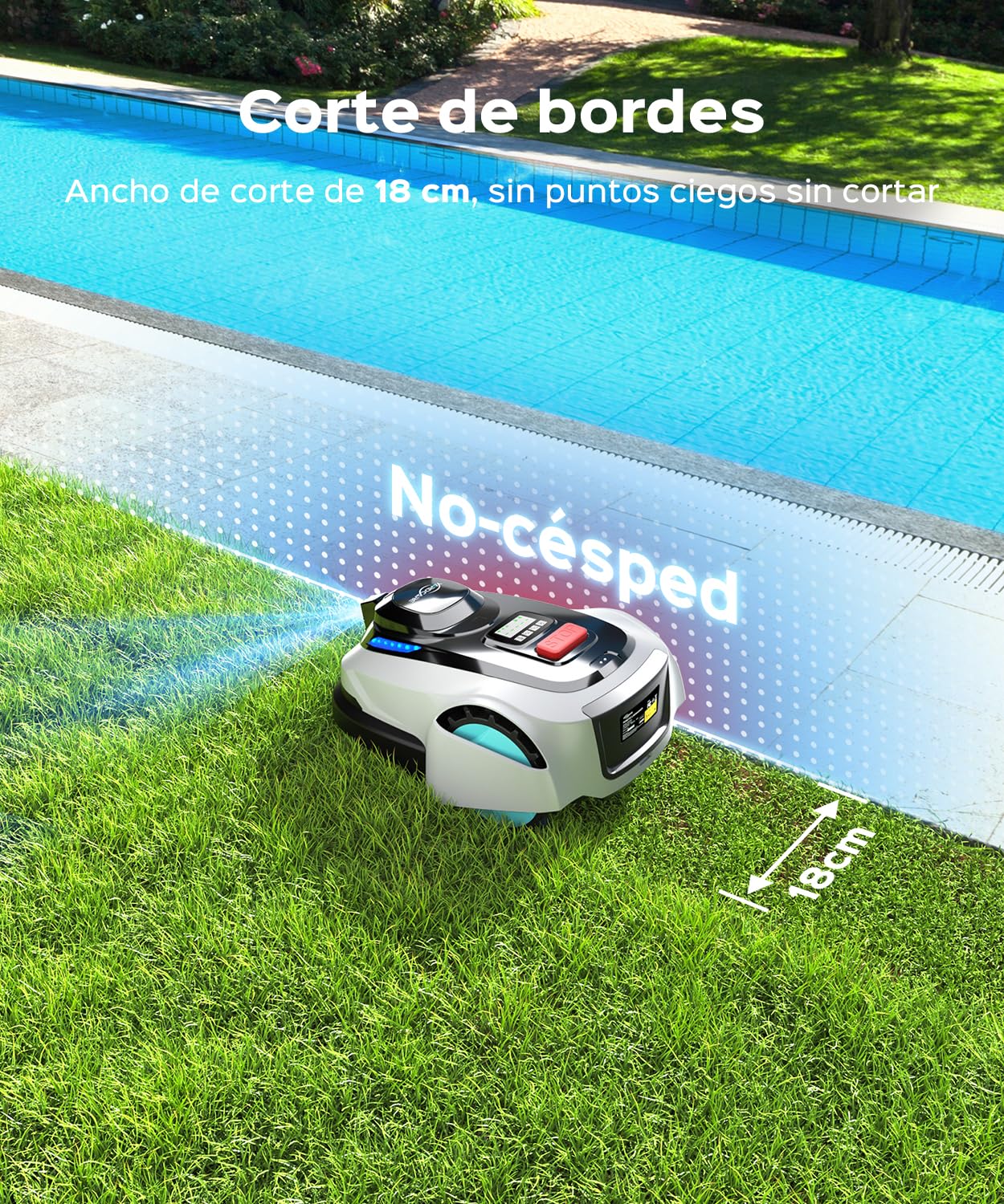 (2026 Upgrade) YARDCARE N1600 Pro Robot cortacésped sin Cable perimetral, Recomendado para 1600 m² – con Corte en U, RTK & visión IA, Control Mediante App, gestión multizona y Pendientes hasta 45%
