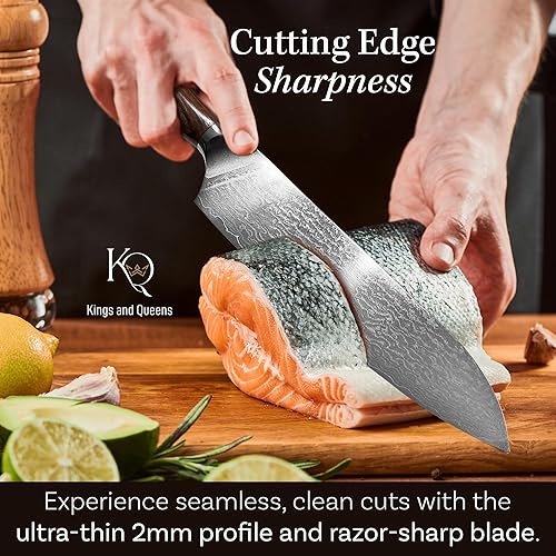 Miniatura 7 de Cuchillo de cocina japonés de 7 pulgadas, cuchillo Santoku ultra afilado en acero de alto carbono, cuchillo de chef japonés con mango ergonómico