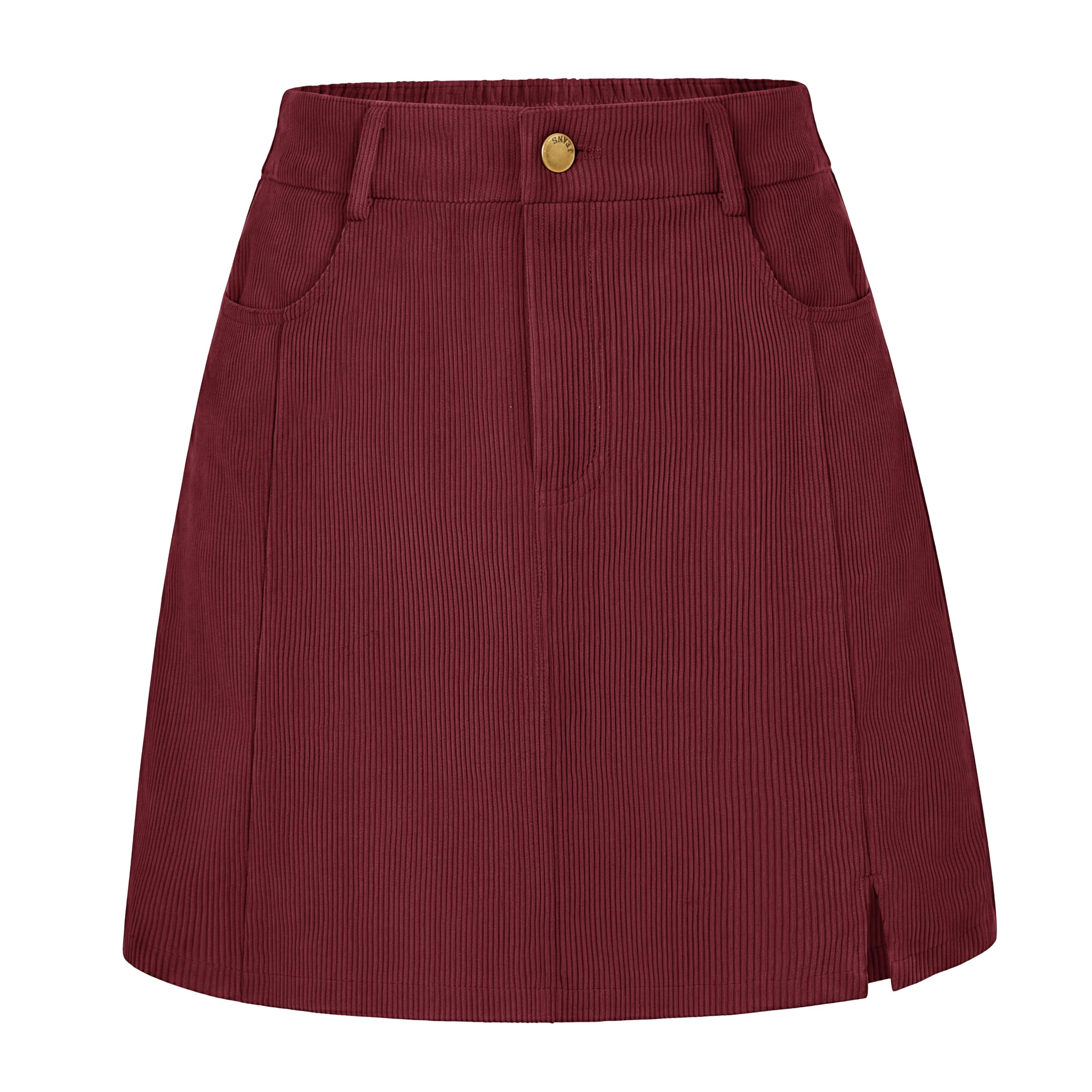 Fashora Cordrock Damen Minirock Hohe Taille Kurz Rock | A-Linie,Winterrock,Vintage Damenrock,Mini Skirt,Freizeitrock,Herbst,Winter Cord Rock für Alltag Urlaub und Büro,mit Taschen