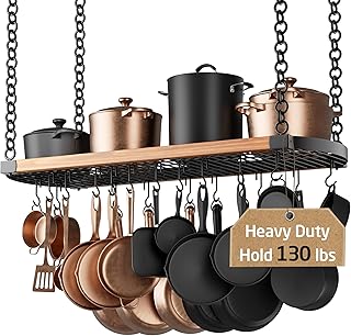 KES 48 Inch Large Hanging Pot Rack Ceiling Mount with 130lb High-Capacit...