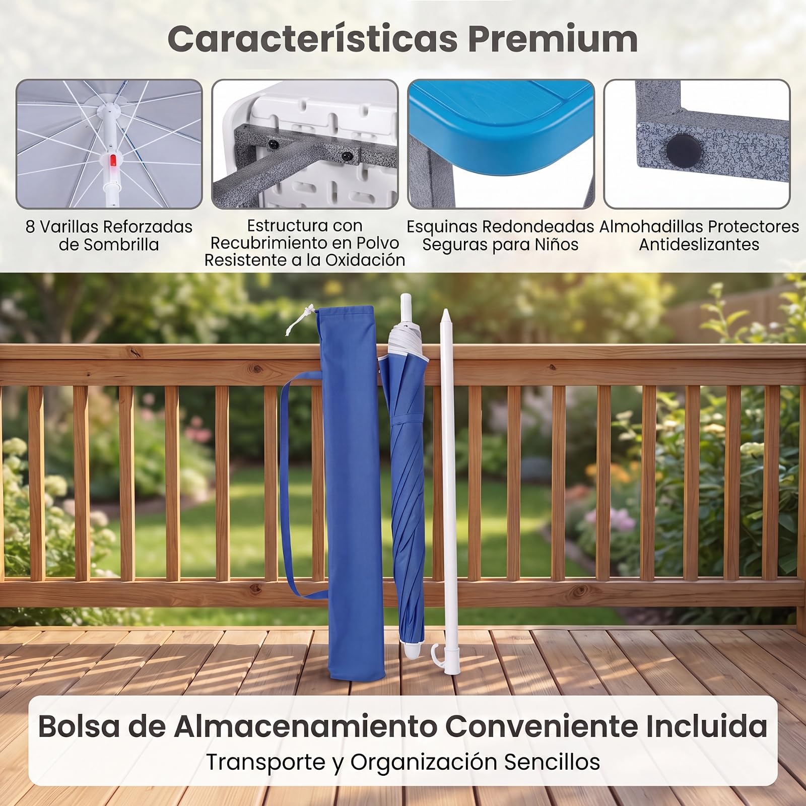 GOPLUS Mesa de Picnic Infantil con Sombrilla Desmontable